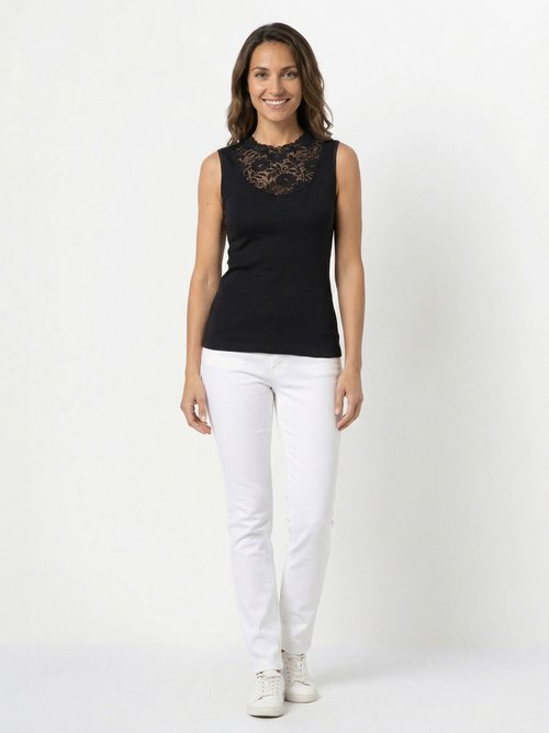 Maillot de corps sans manches dentelle Femme Noir VABRES SF1