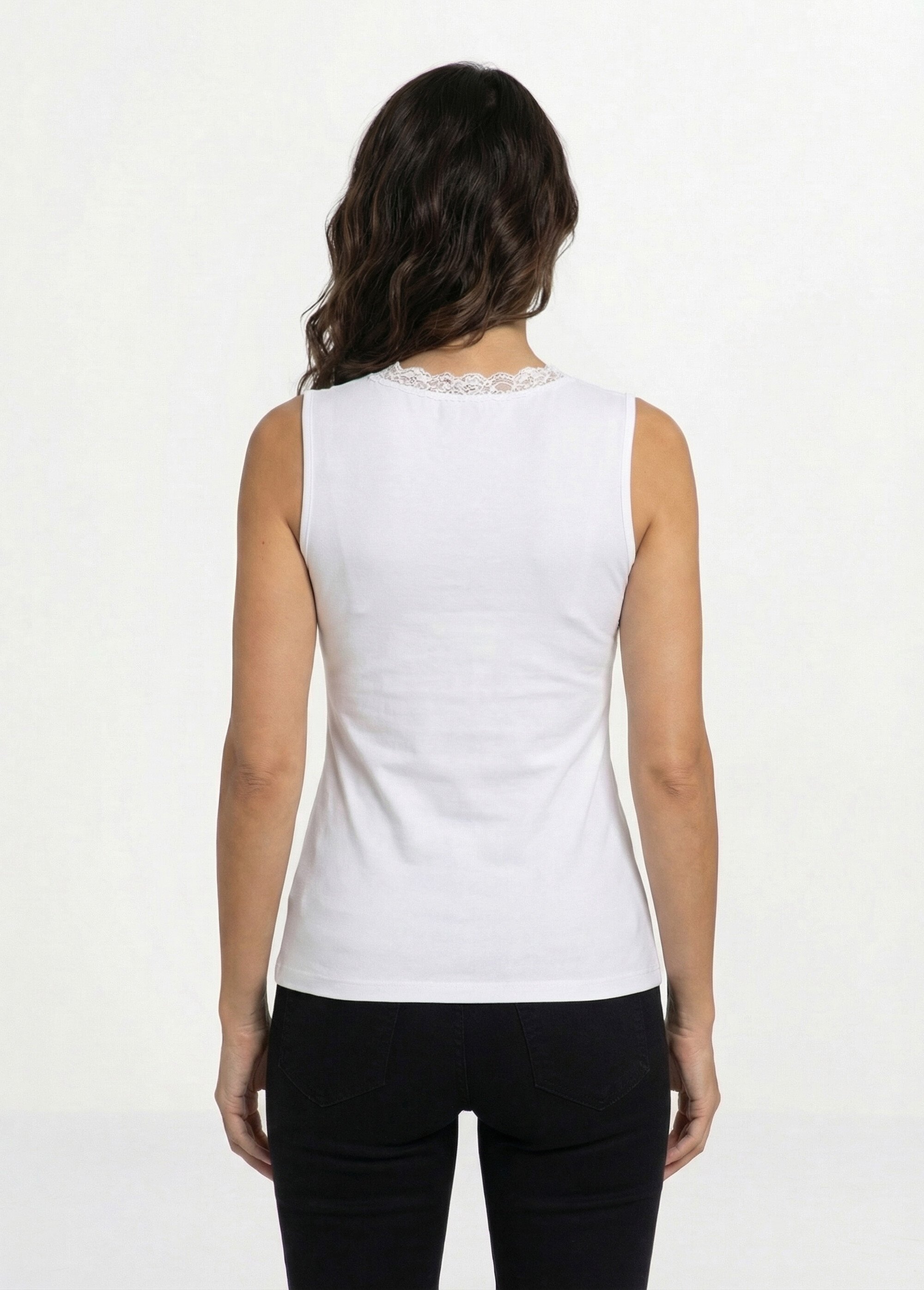 Maillot de corps sans manches dentelle Femme Blanc VABRES DO1