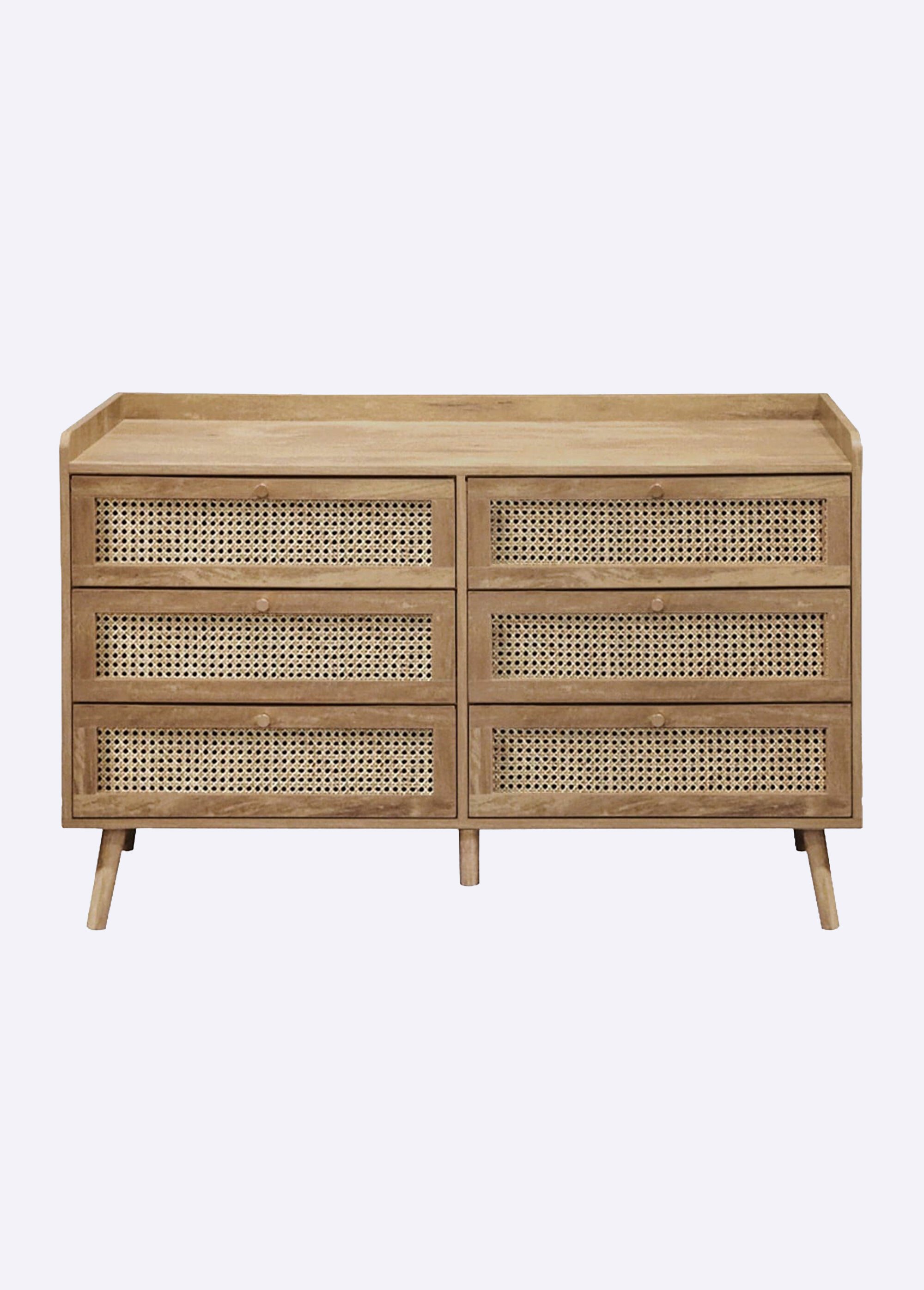PALMO Commode 6 tiroirs cannage rotin