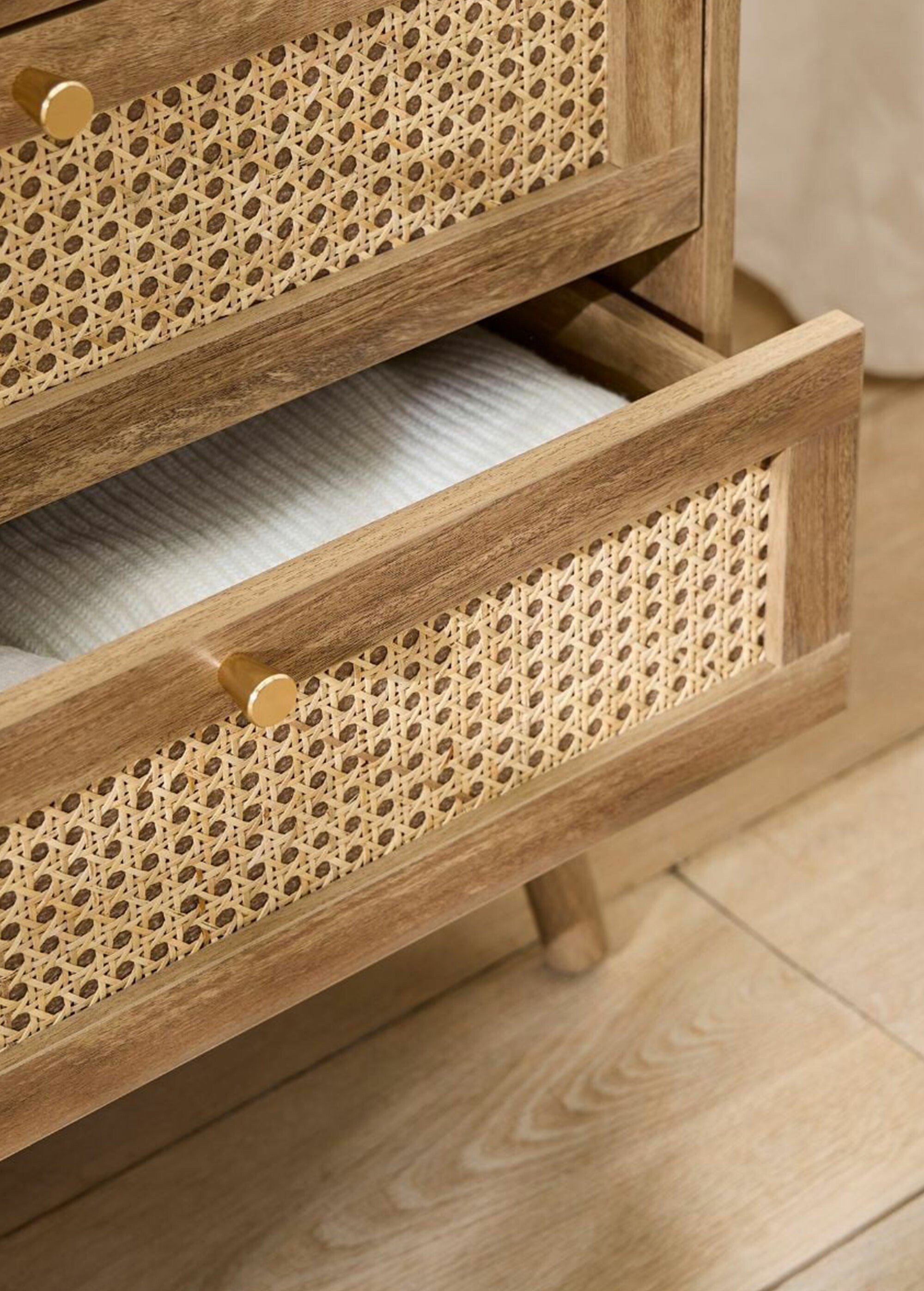 PALMO Commode 6 tiroirs cannage rotin BEIGE CAL-14748133 DE2