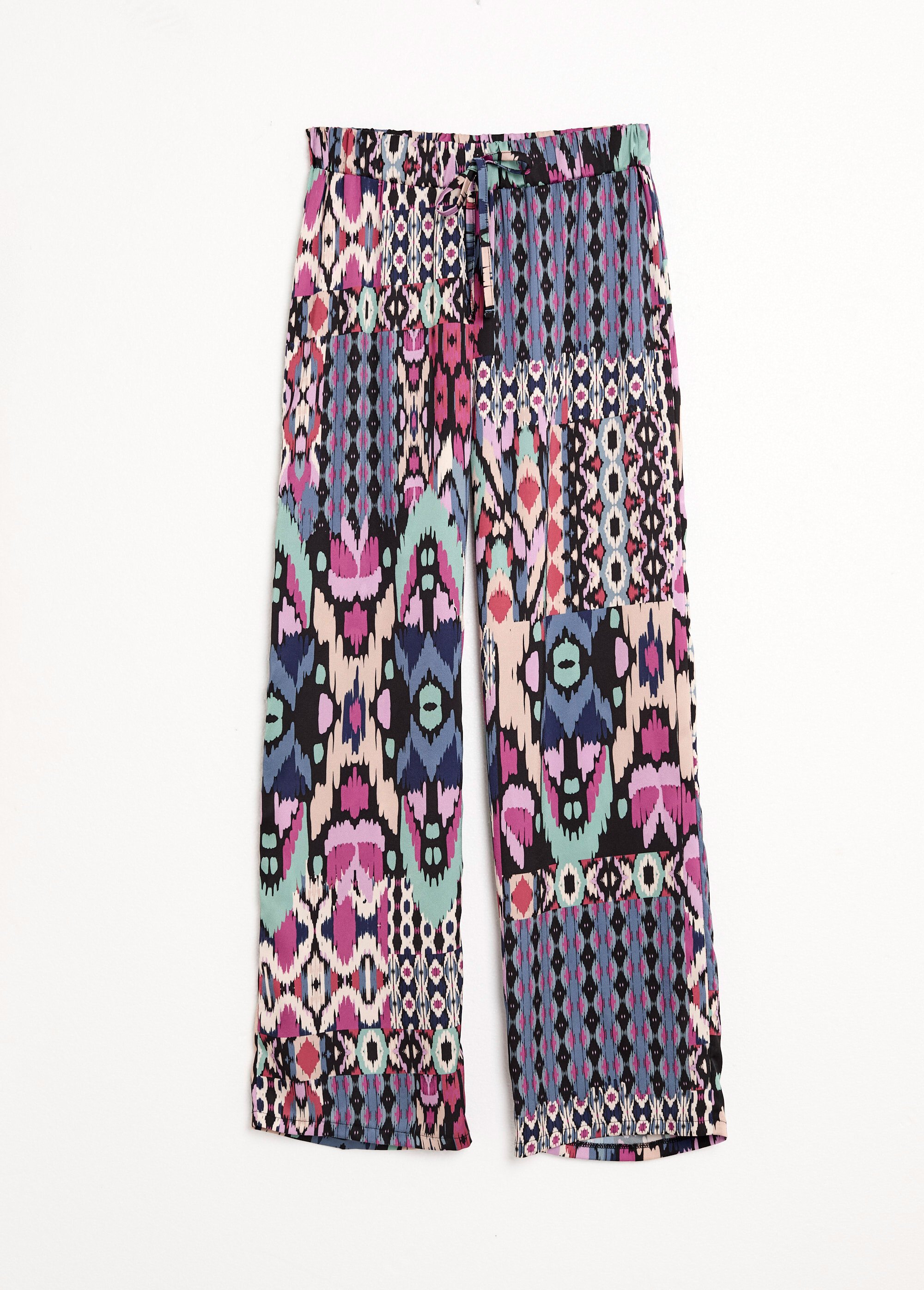 Pantalon large taille élastiquée satin imprimé Femme MULTICOLORE NOAH AP1