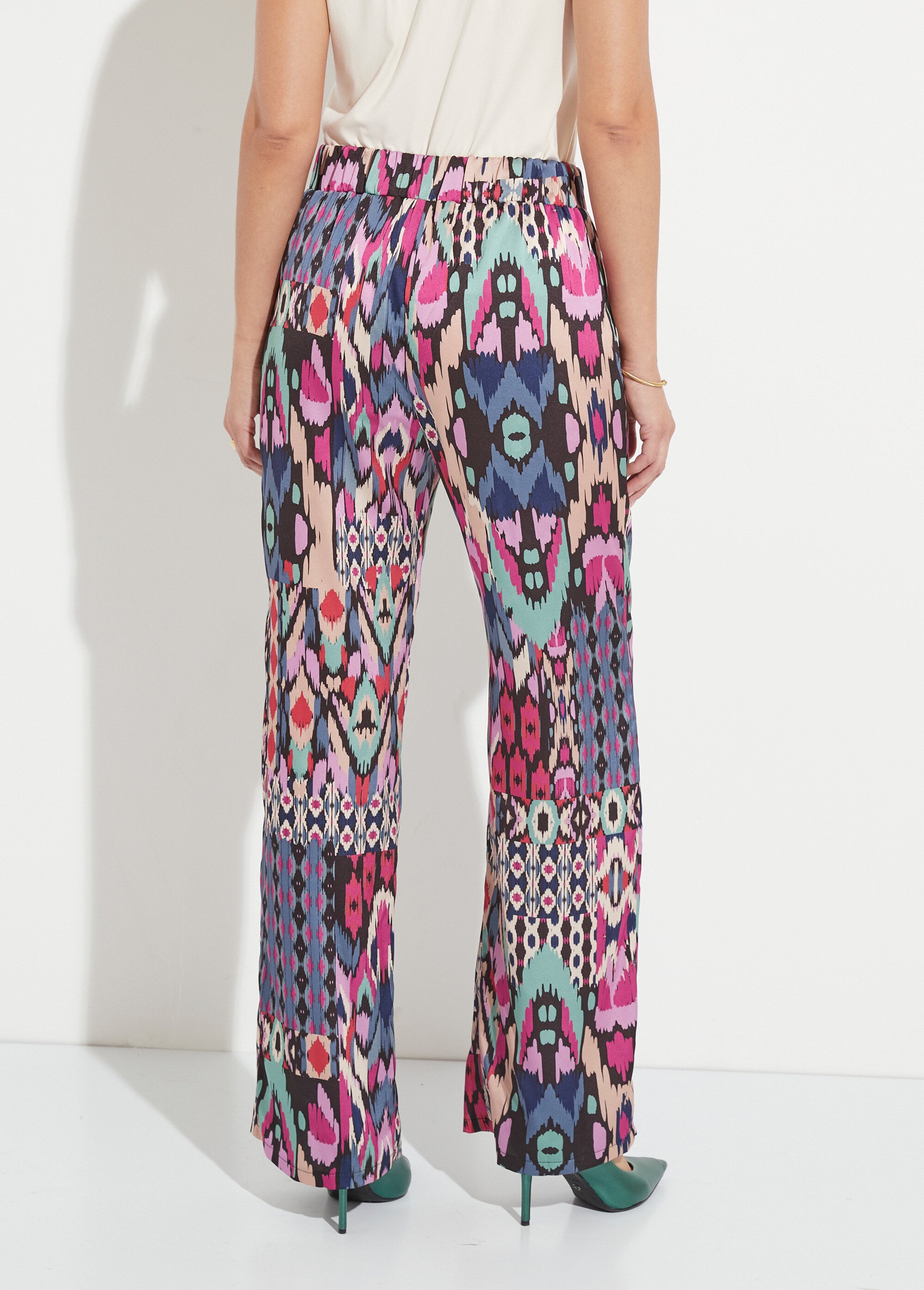 Pantalon large taille élastiquée satin imprimé Femme MULTICOLORE NOAH DO1