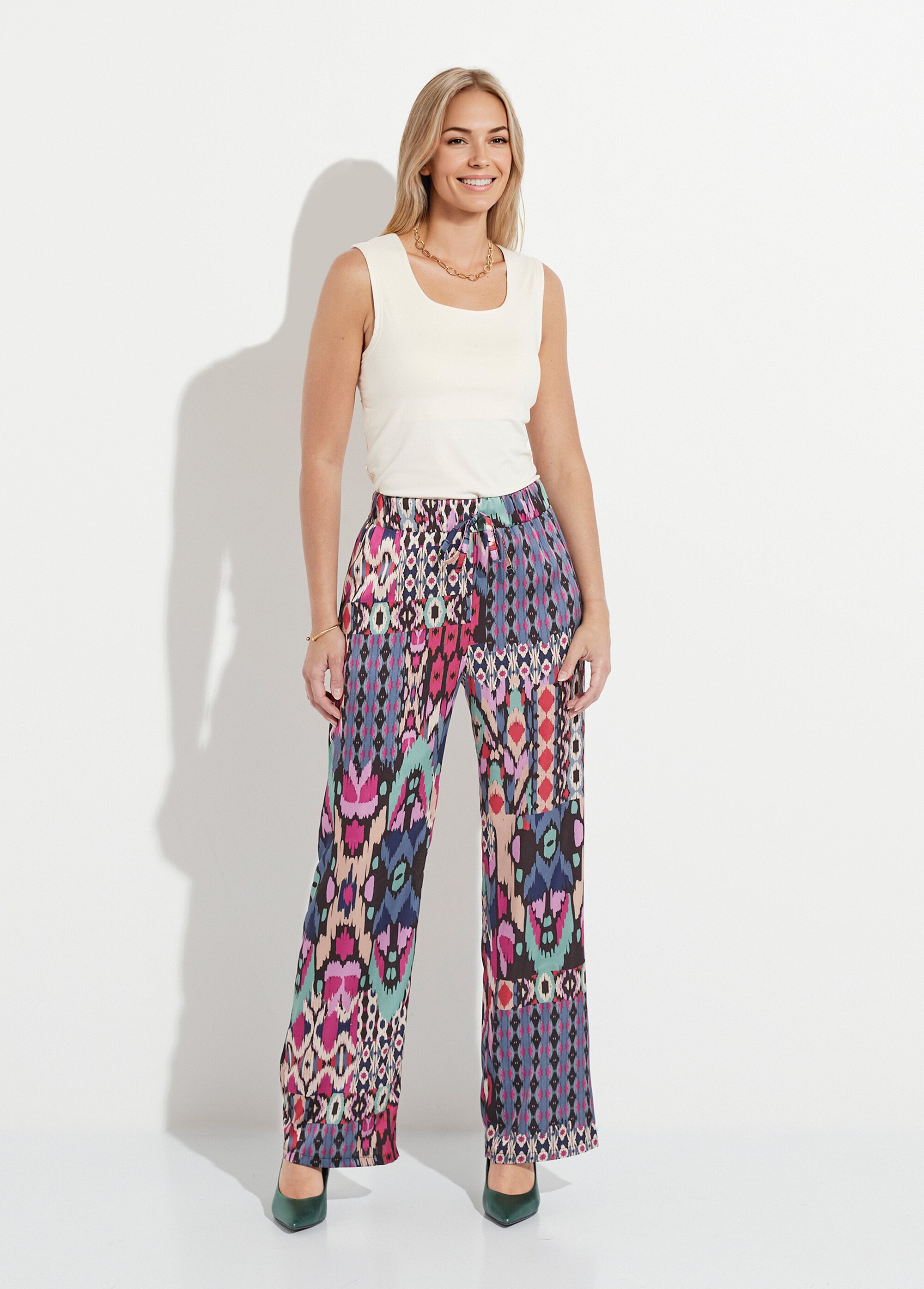 Pantalon large taille élastiquée satin imprimé Femme MULTICOLORE NOAH SF1