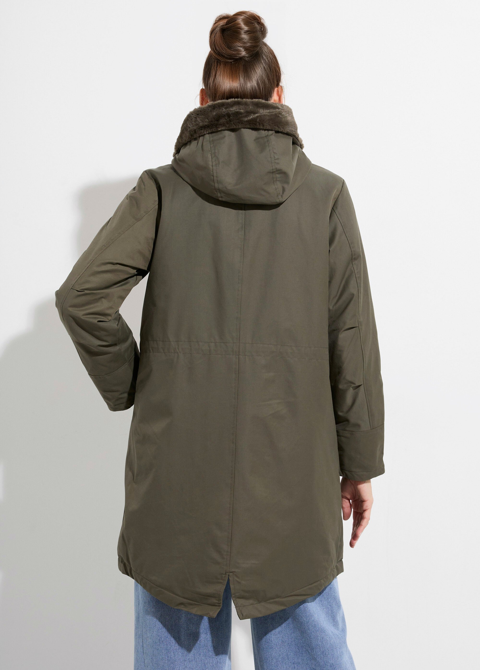 Parka déperlante intérieur fourrure Femme Vert LJ-6042 DO1