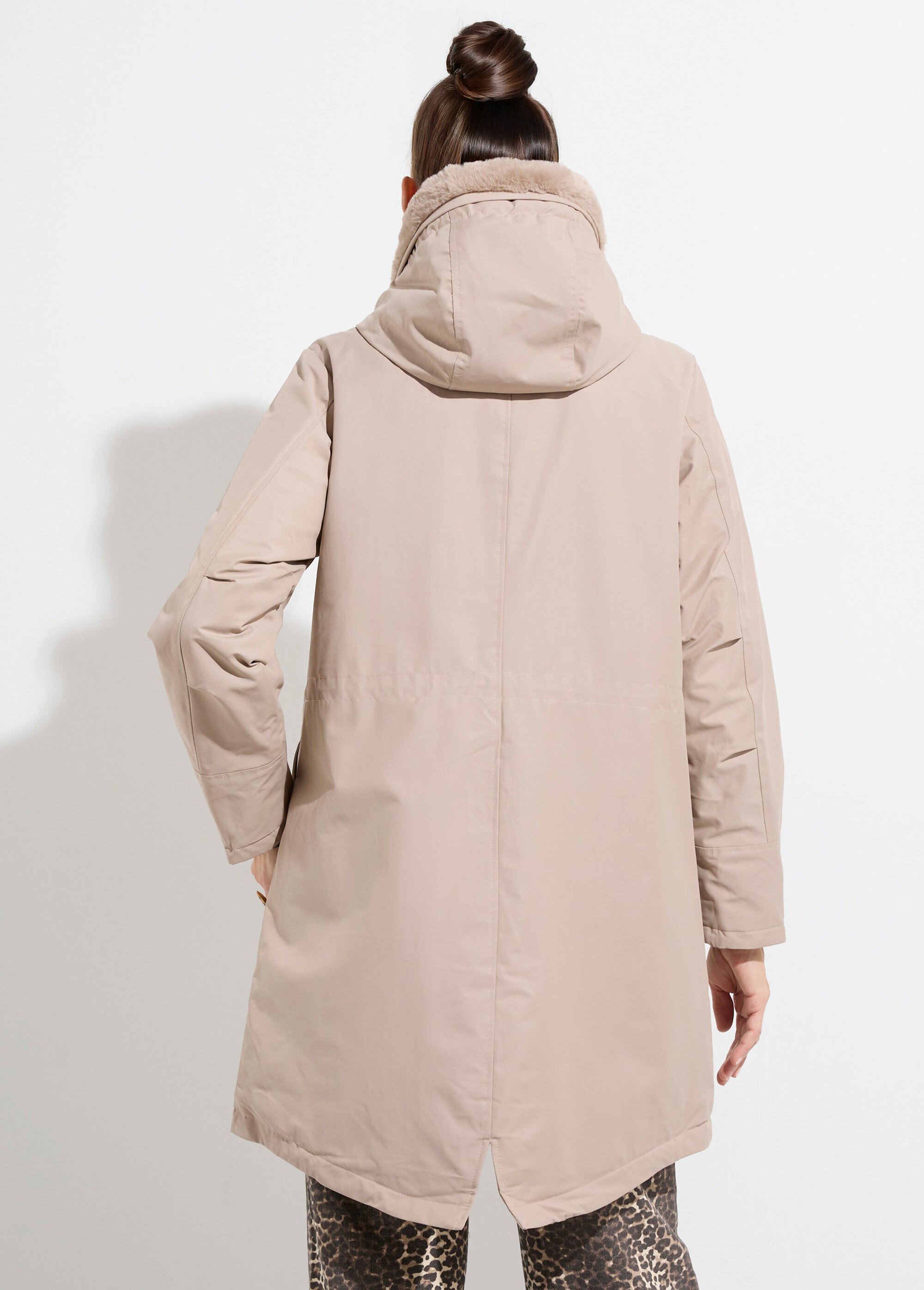 Parka déperlante intérieur fourrure Femme Beige LJ-6042 DO1