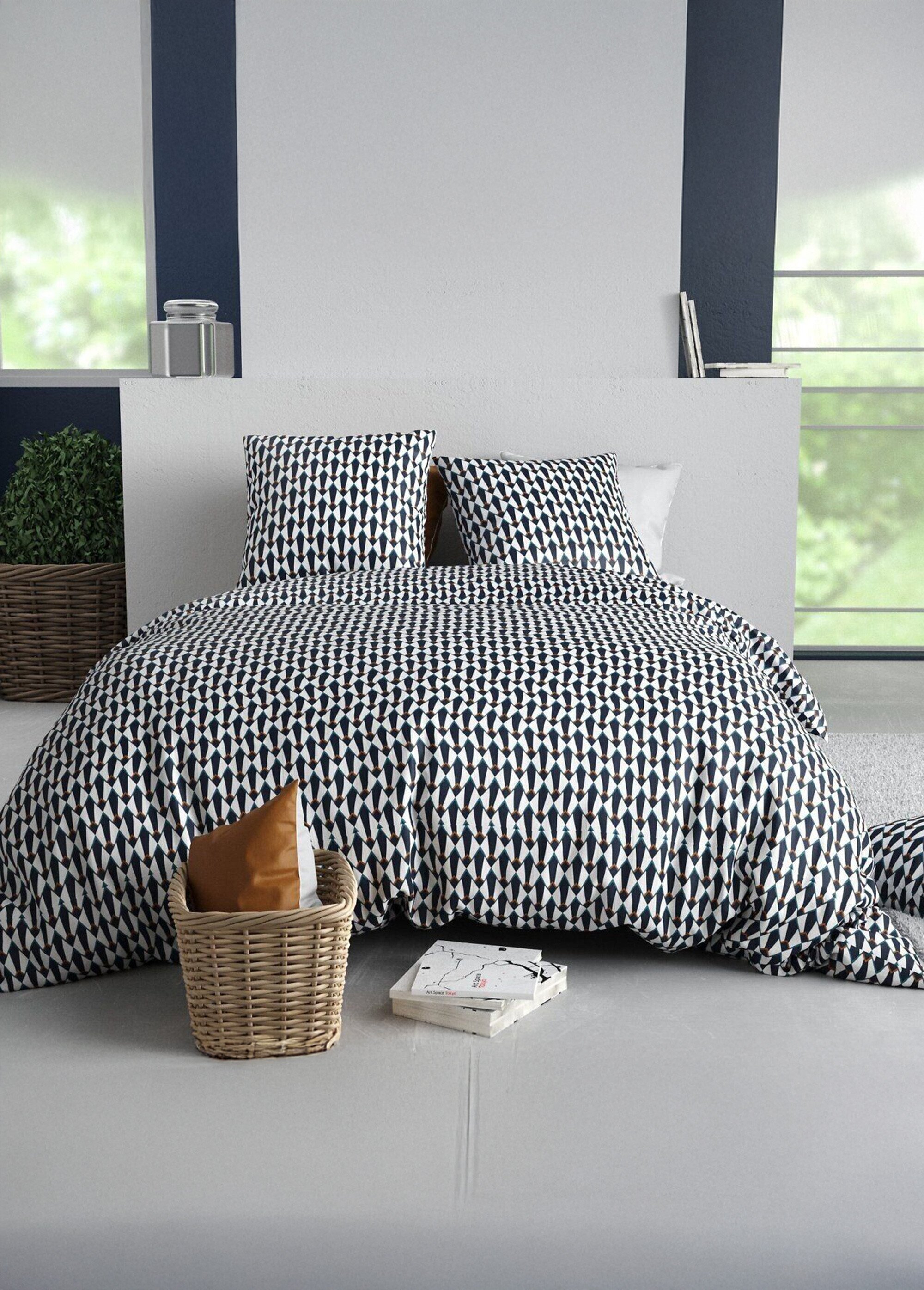 Parure de lit coton couette 2 pers, Geo Noir OO-136334 DE2