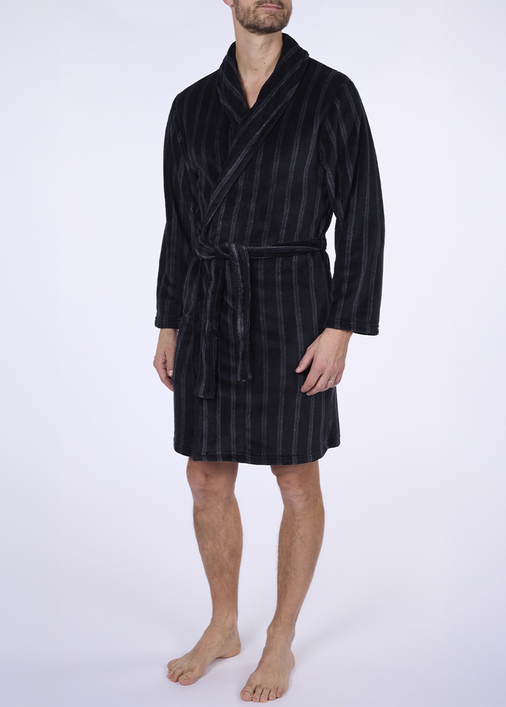 Peignoir chaud rayé col châle pour homme Homme Gris CTMHH.NIG.RCF FA1