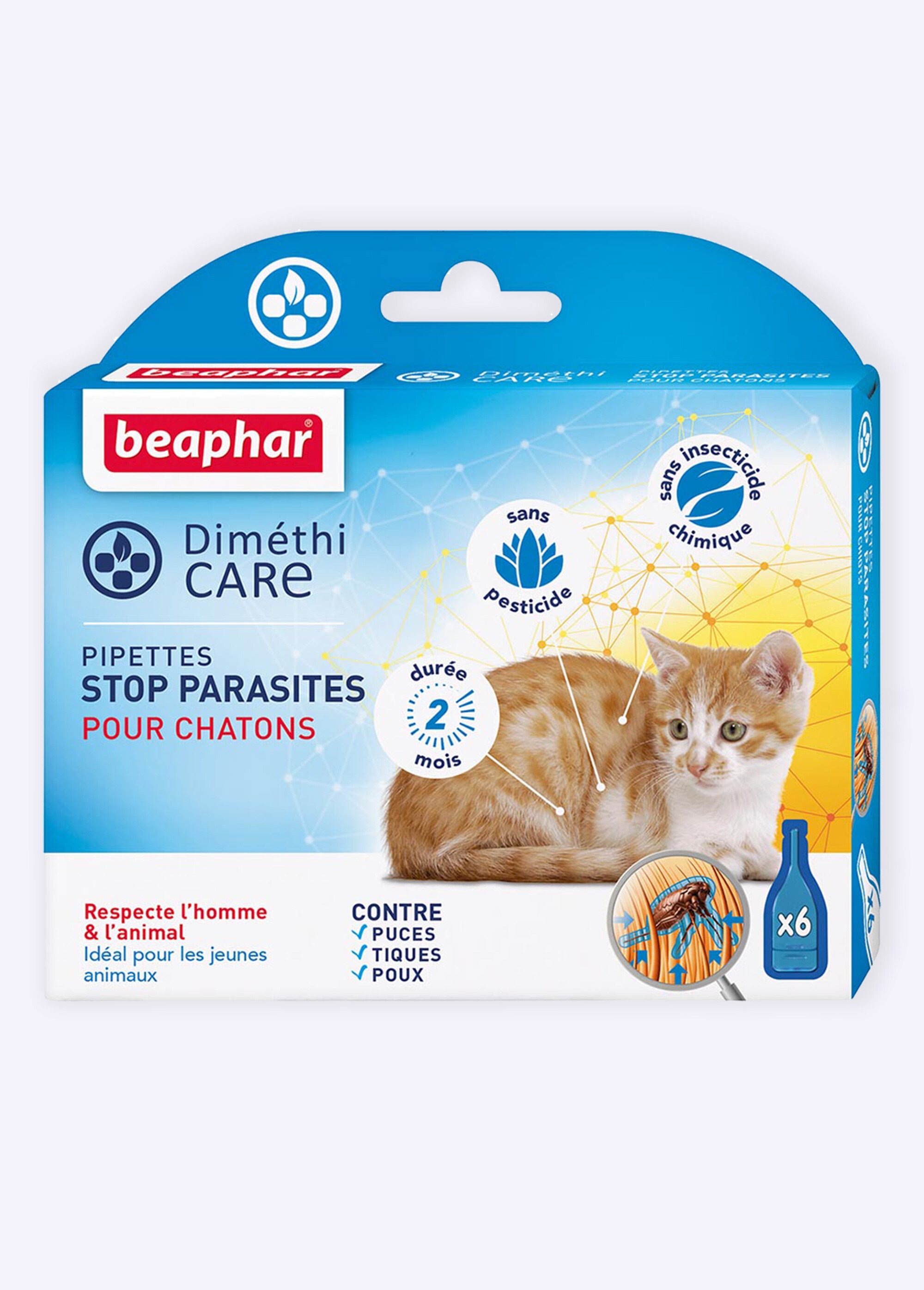 Pipettes anti parasites x6, pour chaton