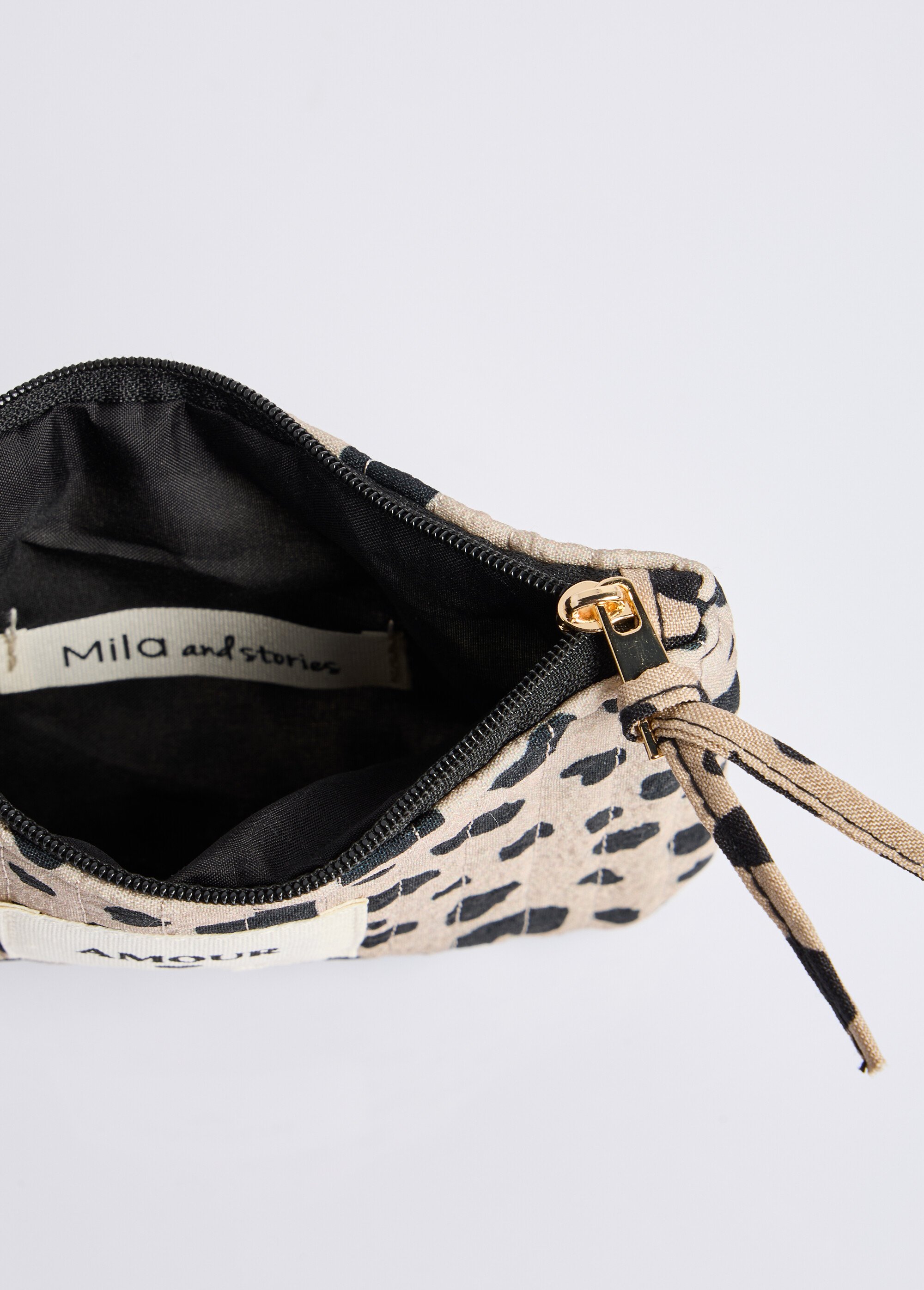 Porte monnaie à message, motif animalier Femme Beige MILLMPOCHETTE2 DE1