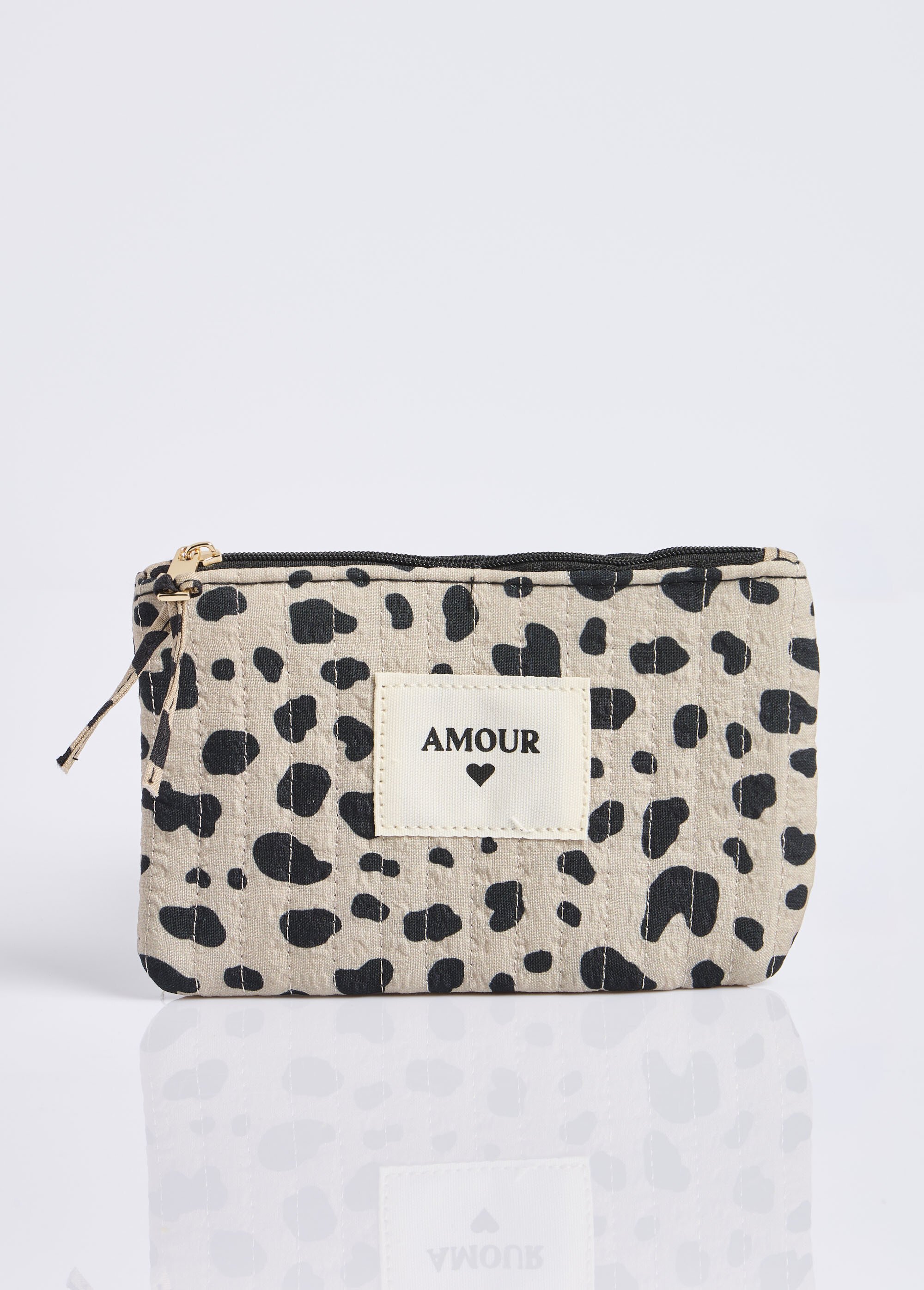 Porte monnaie à message, motif animalier Femme Beige MILLMPOCHETTE2 FA1