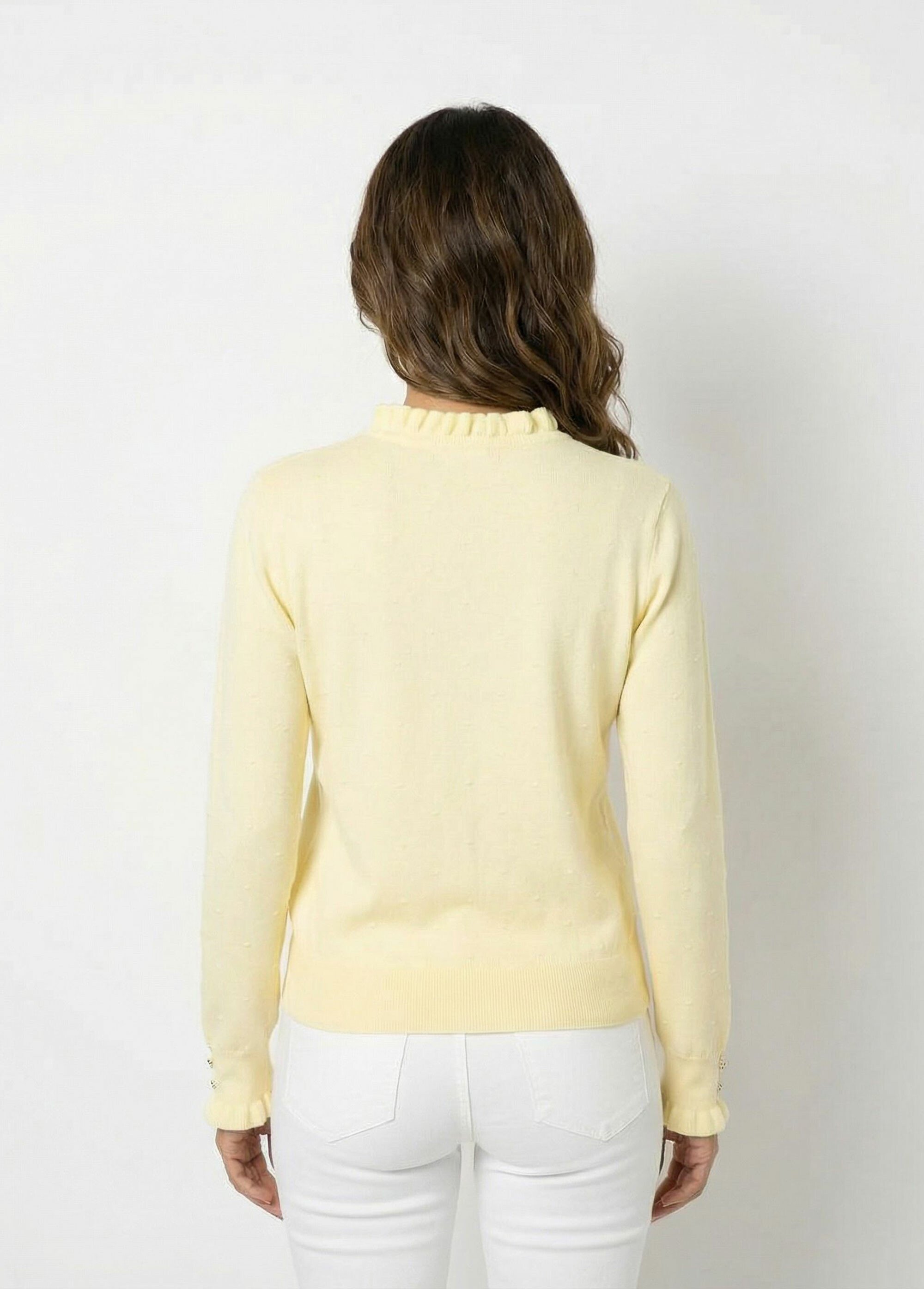Pull col montant plissé maille plumetis
