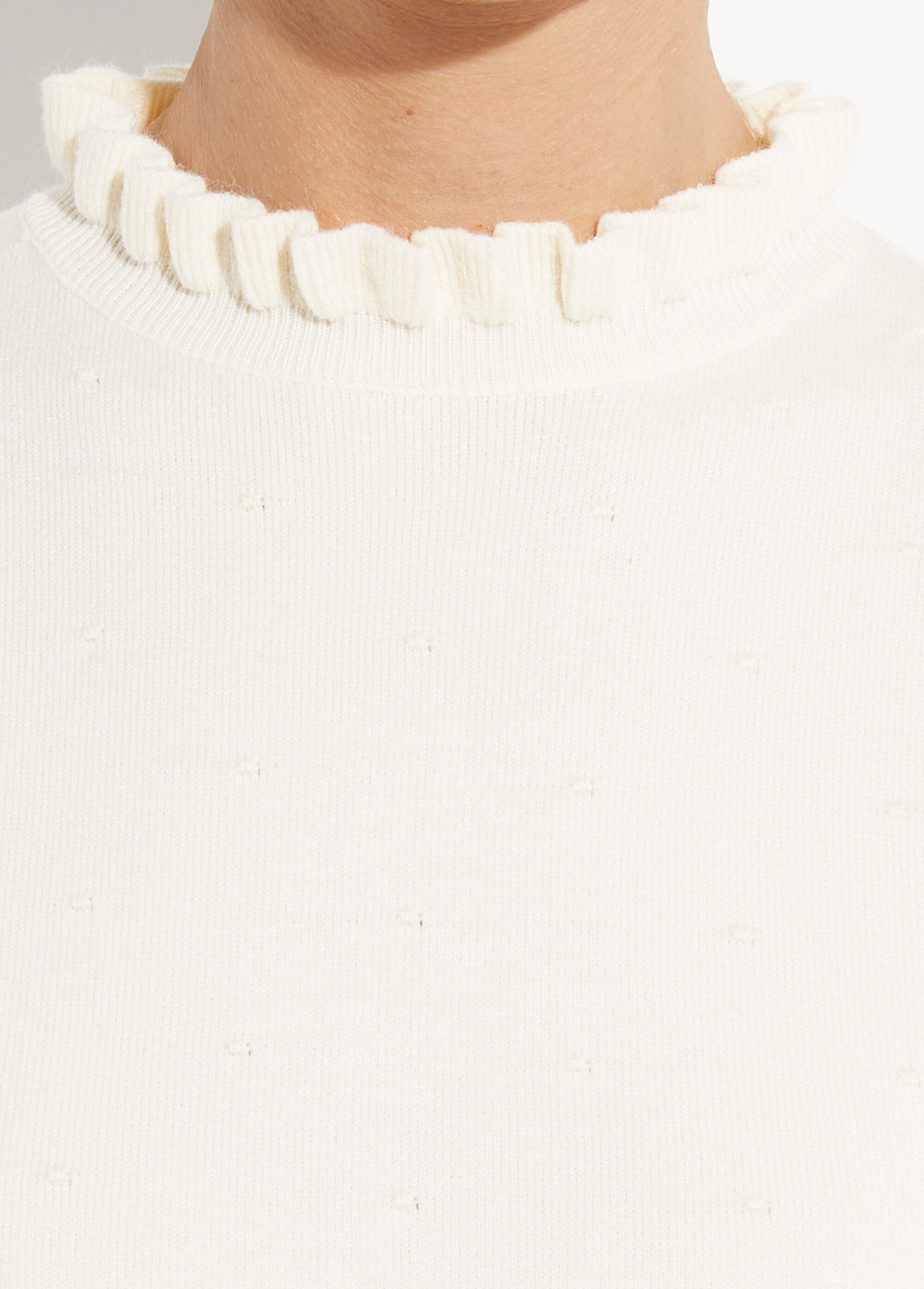 Pull col montant plissé maille plumetis