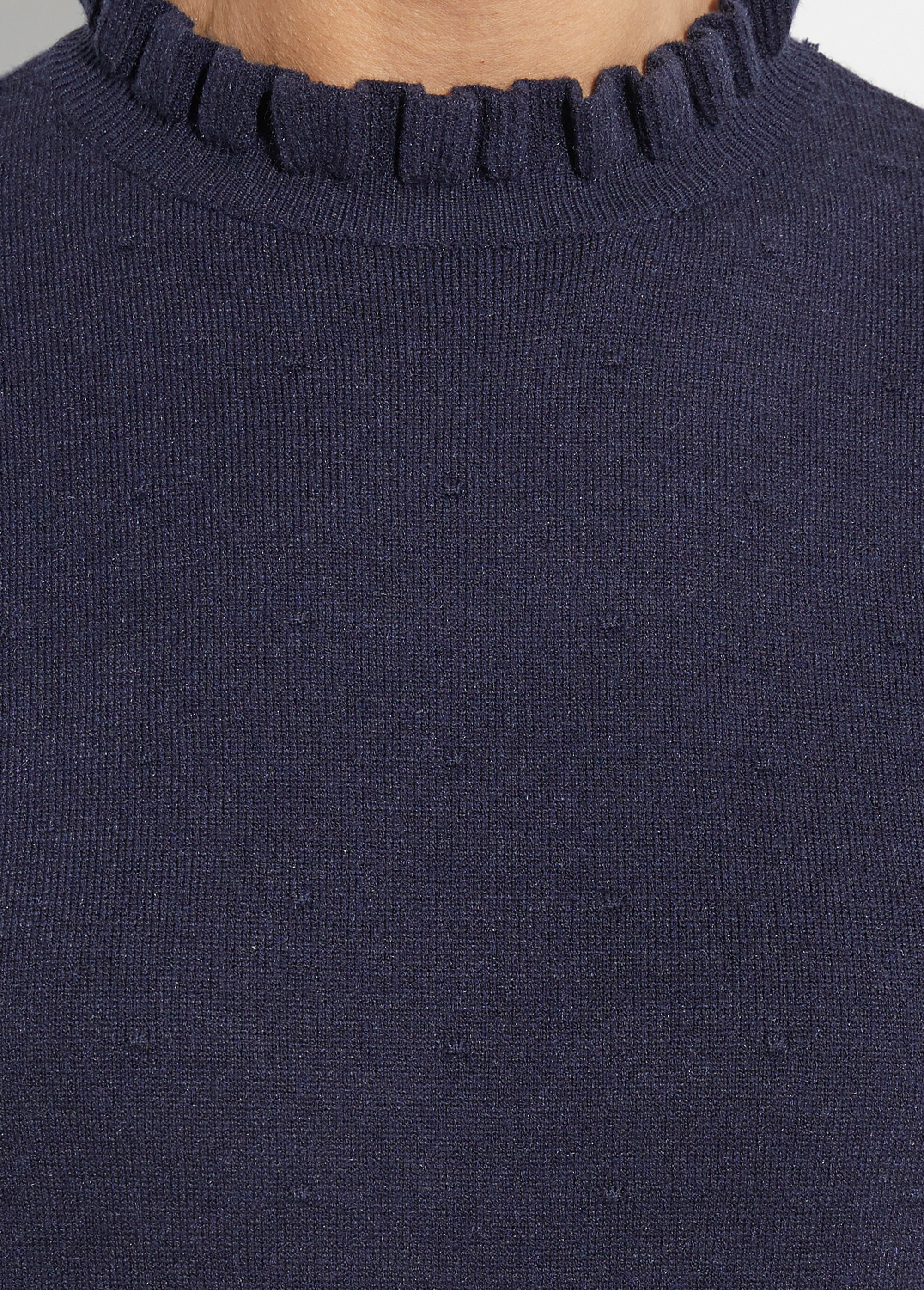 Pull col montant plissé maille plumetis