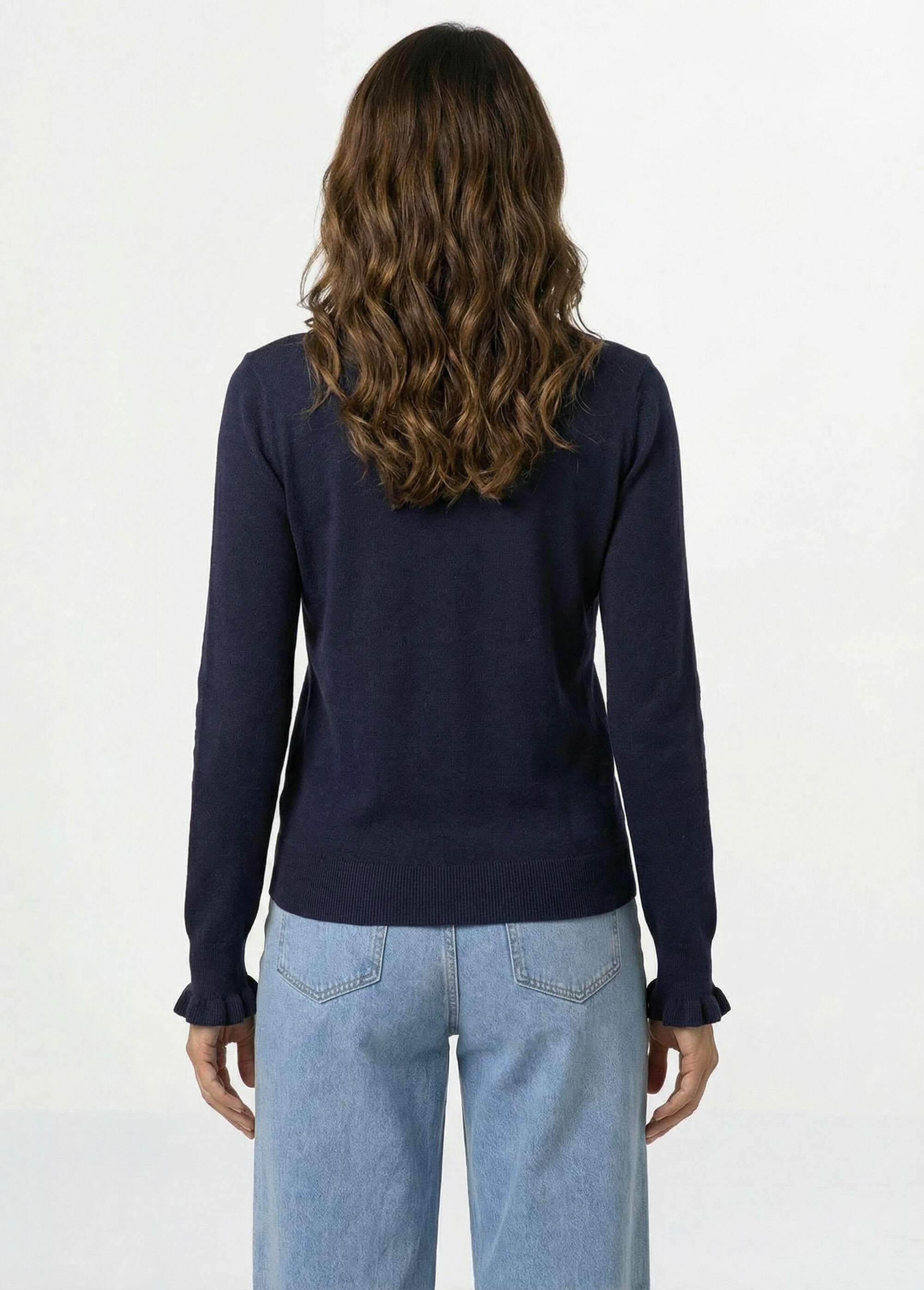 Pull col montant plissé maille plumetis