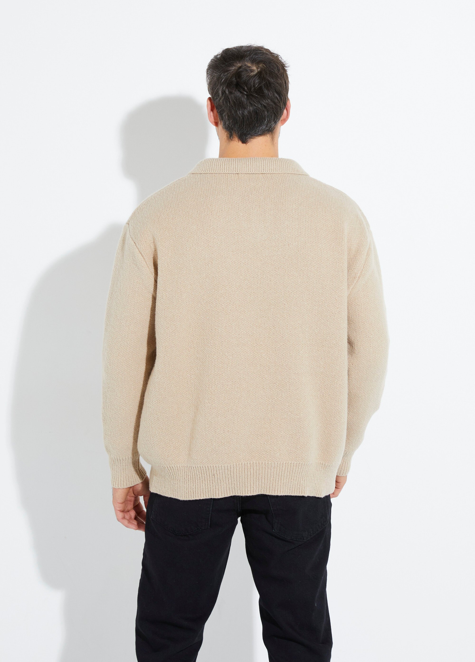 Pull en maille avec col polo Homme Beige FRICF-X82020 DO1