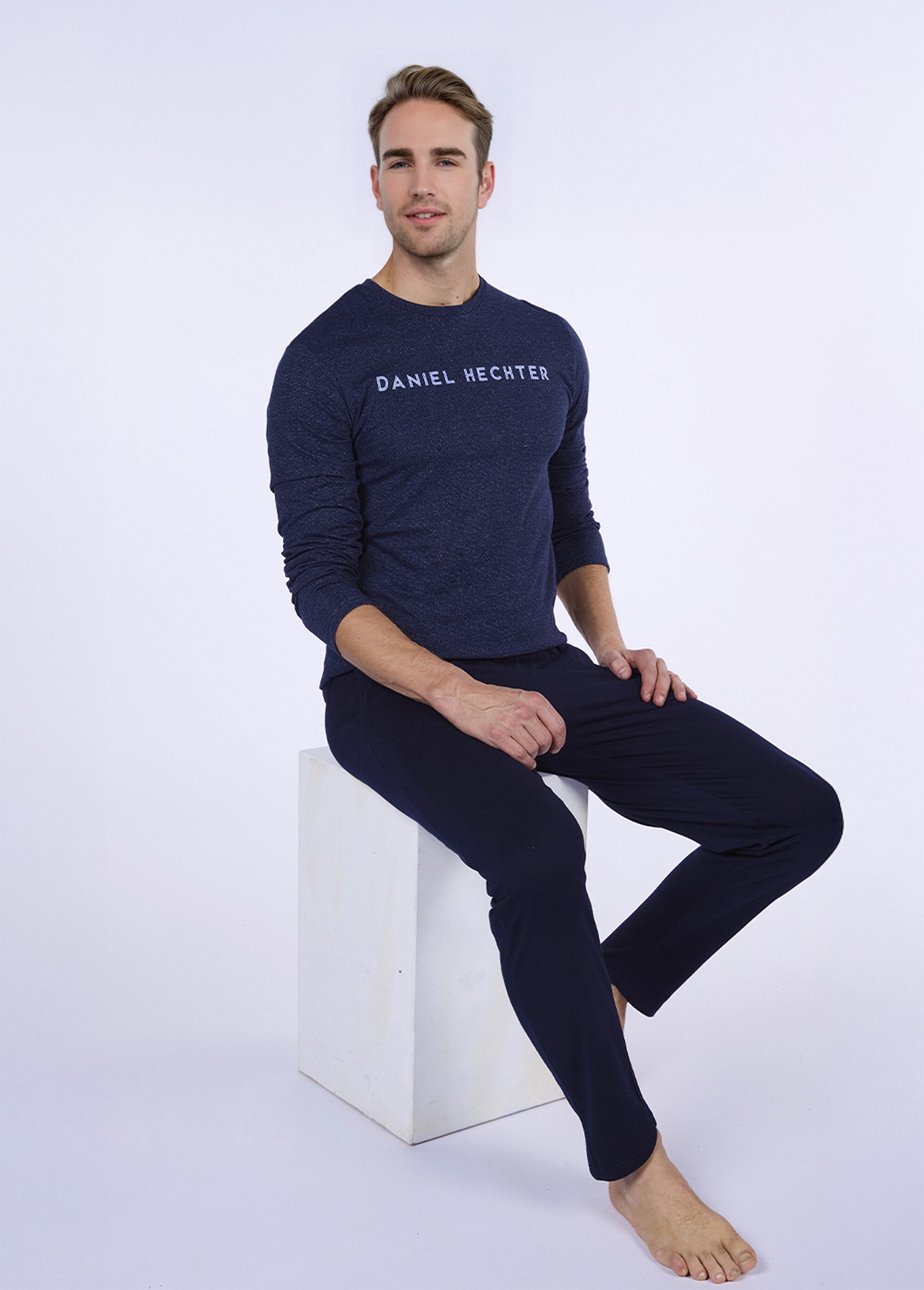 Pyjama long 2 pièces coton logo placé Homme Bleu CTMHH.WEET.PY MV1