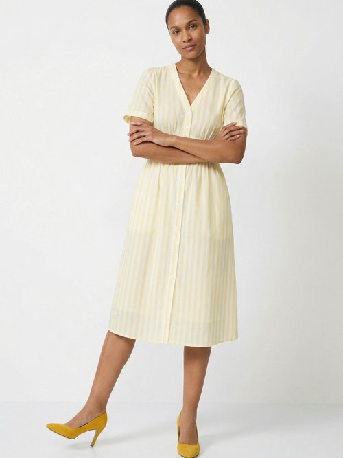 Robe taille haute pur coton à rayures Femme Jaune IA-Q3273 MV1