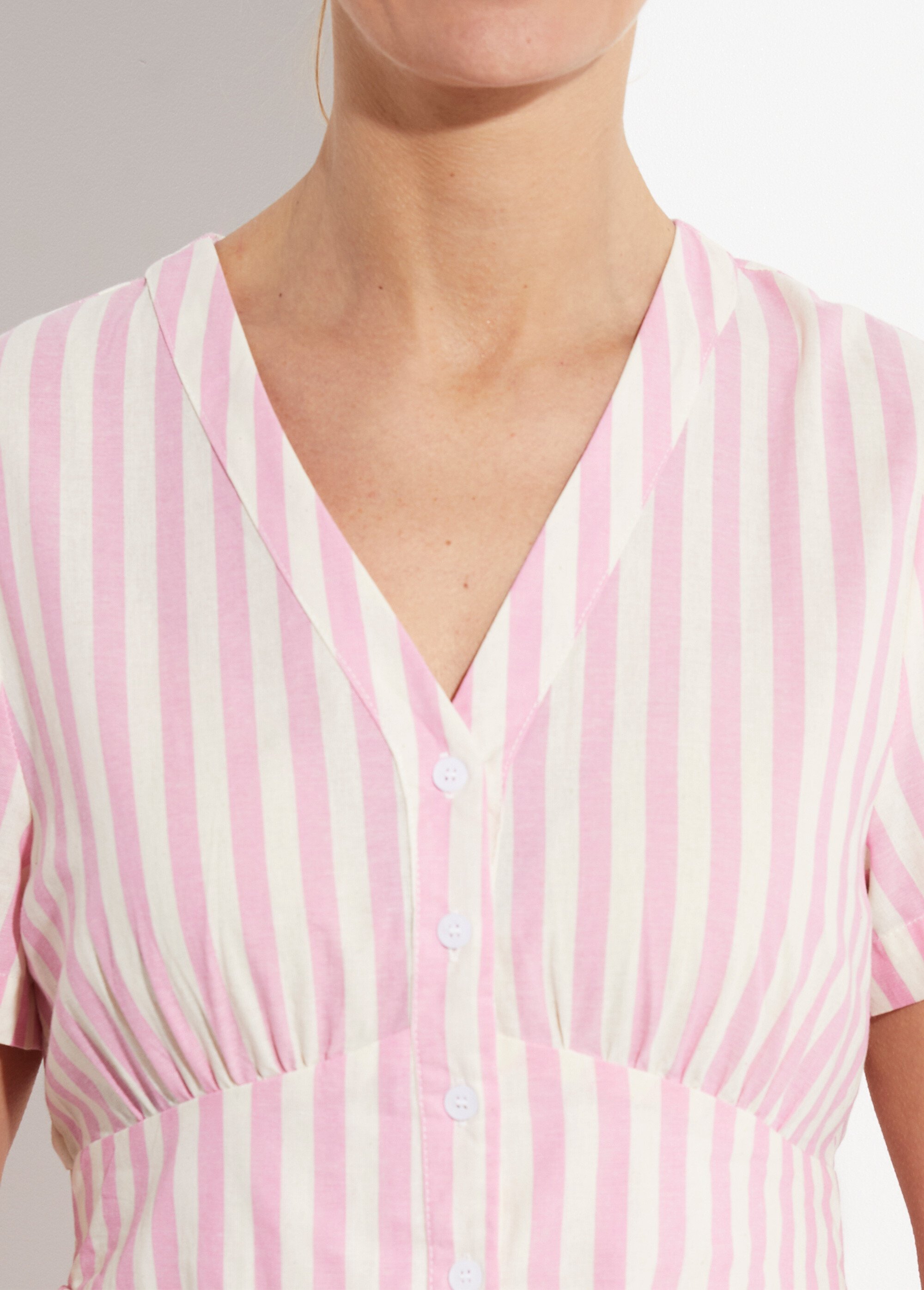 Robe taille haute pur coton à rayures