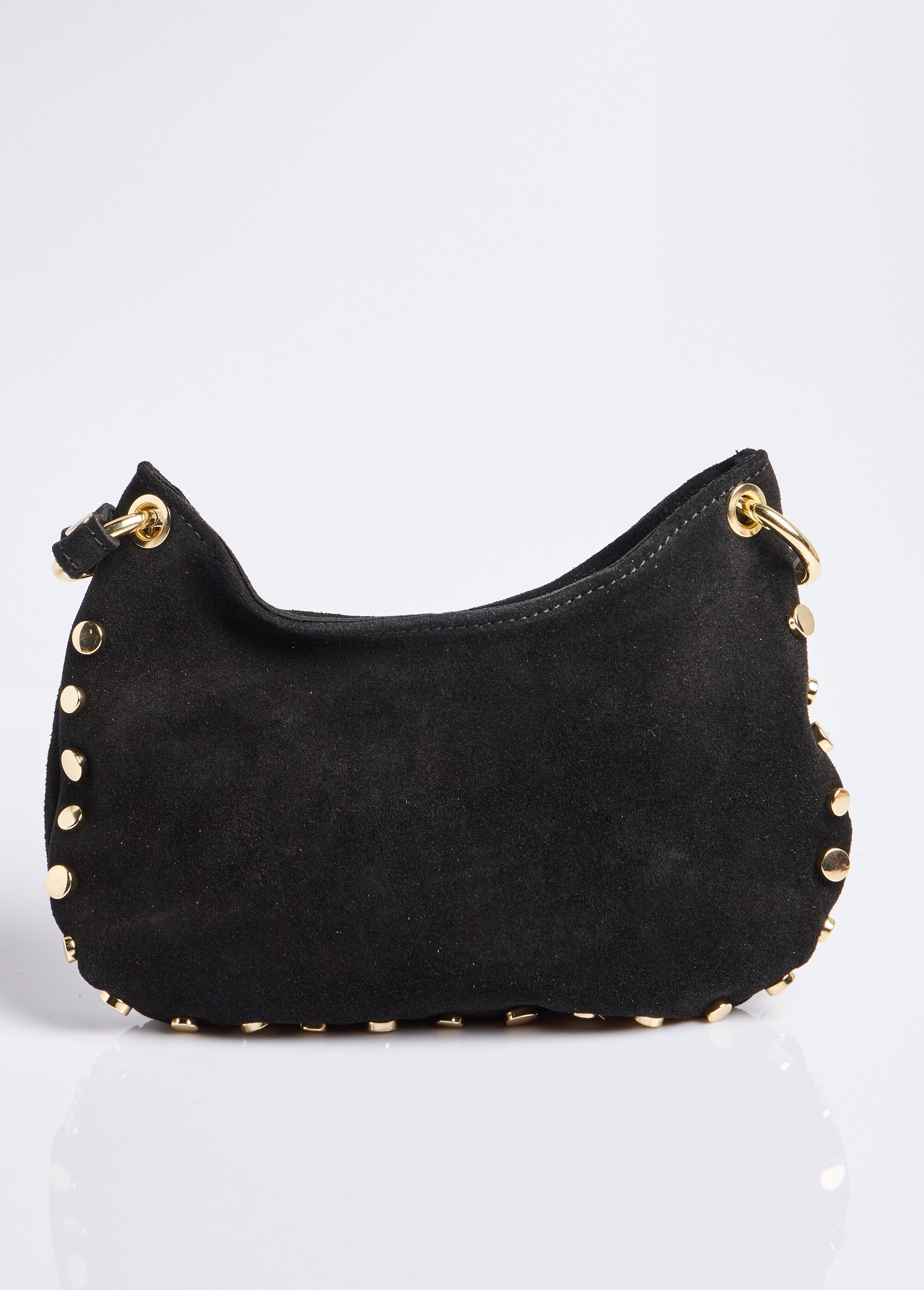 Sac daim porté épaule avec clous métal Femme Noir BAG-CUIR DO1