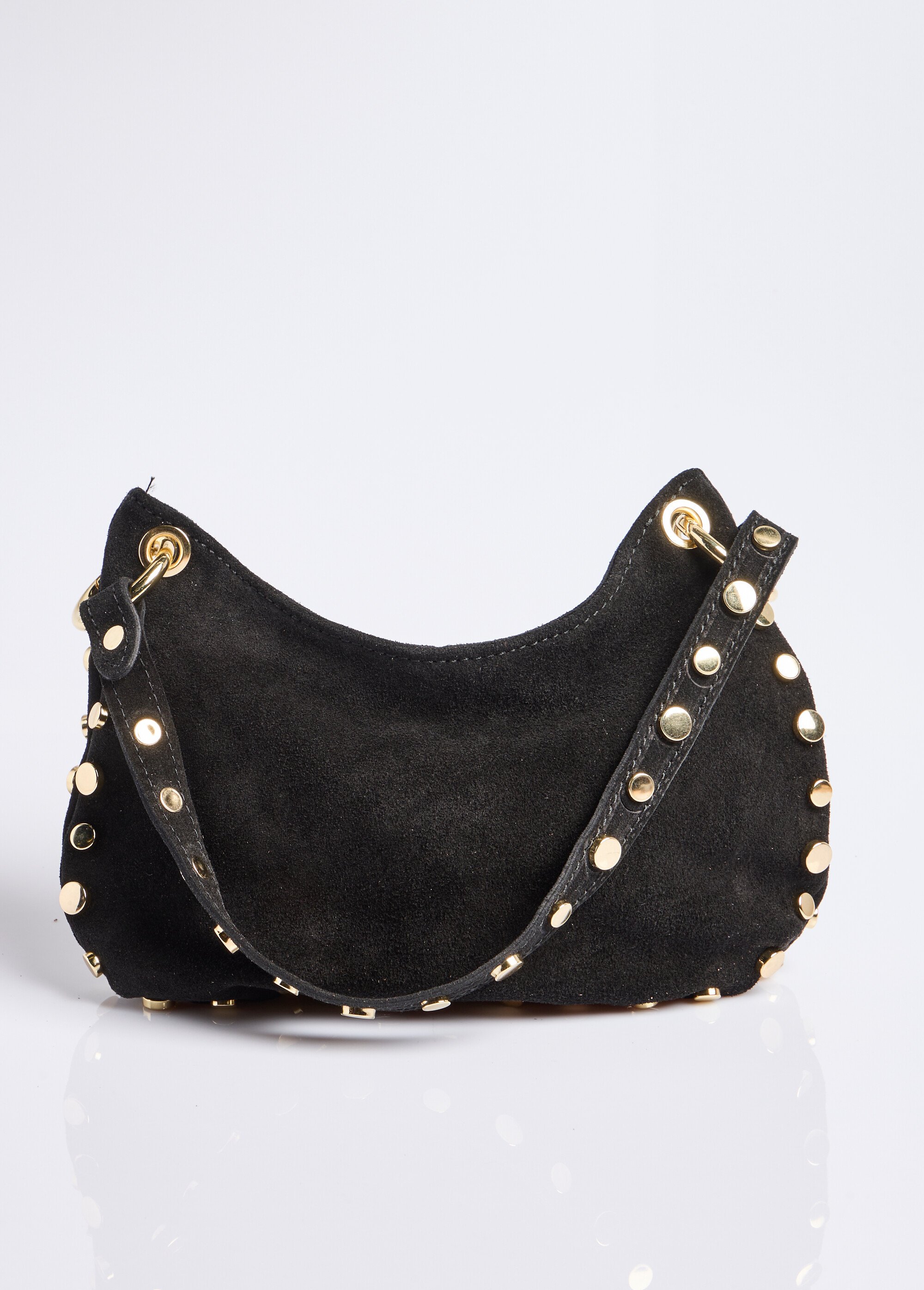 Sac daim porté épaule avec clous métal