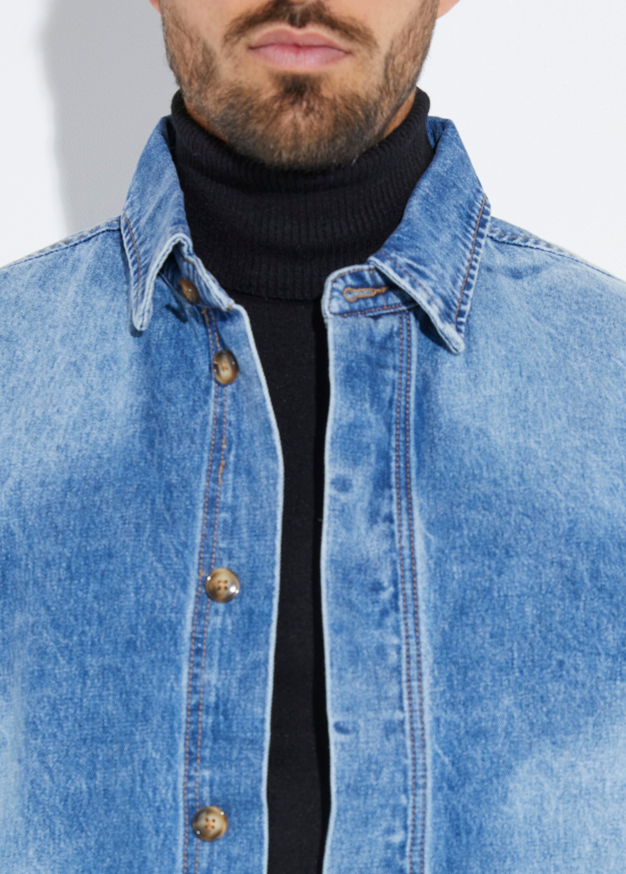 Surchemise en jean délavé, denim épais
