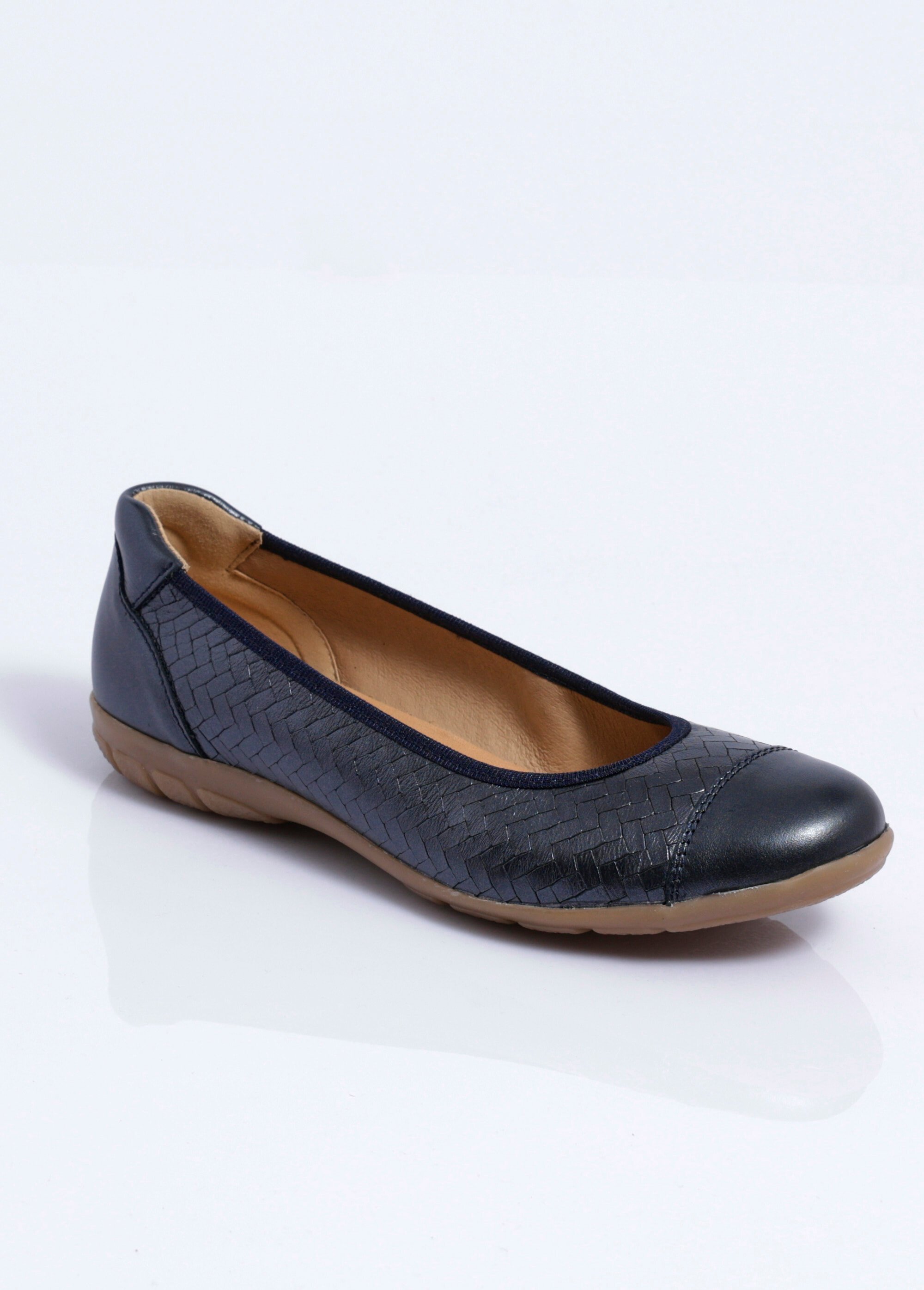Ballerine cuir imprimé effet tressé largeur confort Femme Bleu OLSEN FA1
