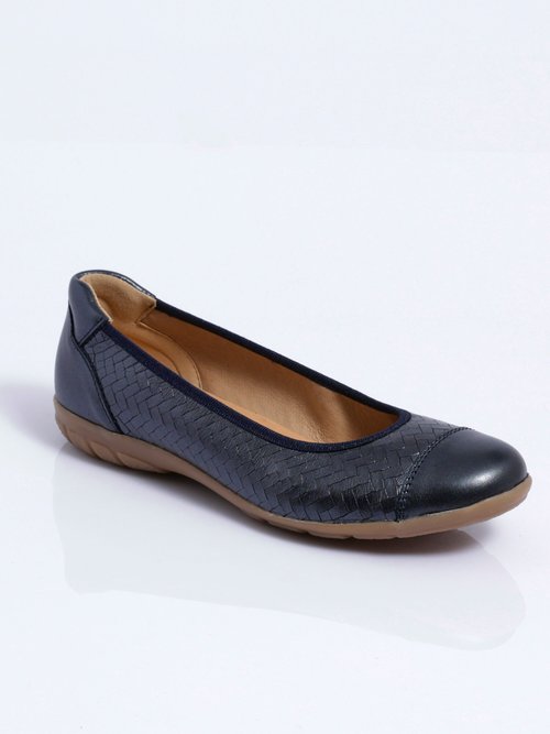 Ballerine cuir imprimé effet tressé largeur confort Femme Bleu OLSEN FA1
