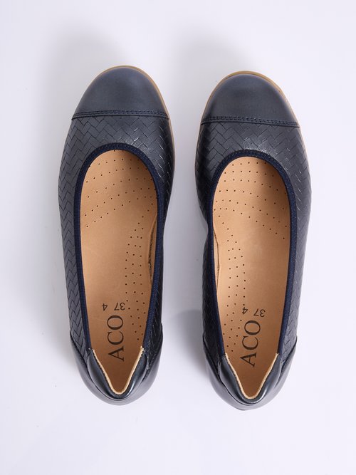 Ballerine cuir imprimé effet tressé largeur confort Femme Bleu OLSEN OV1