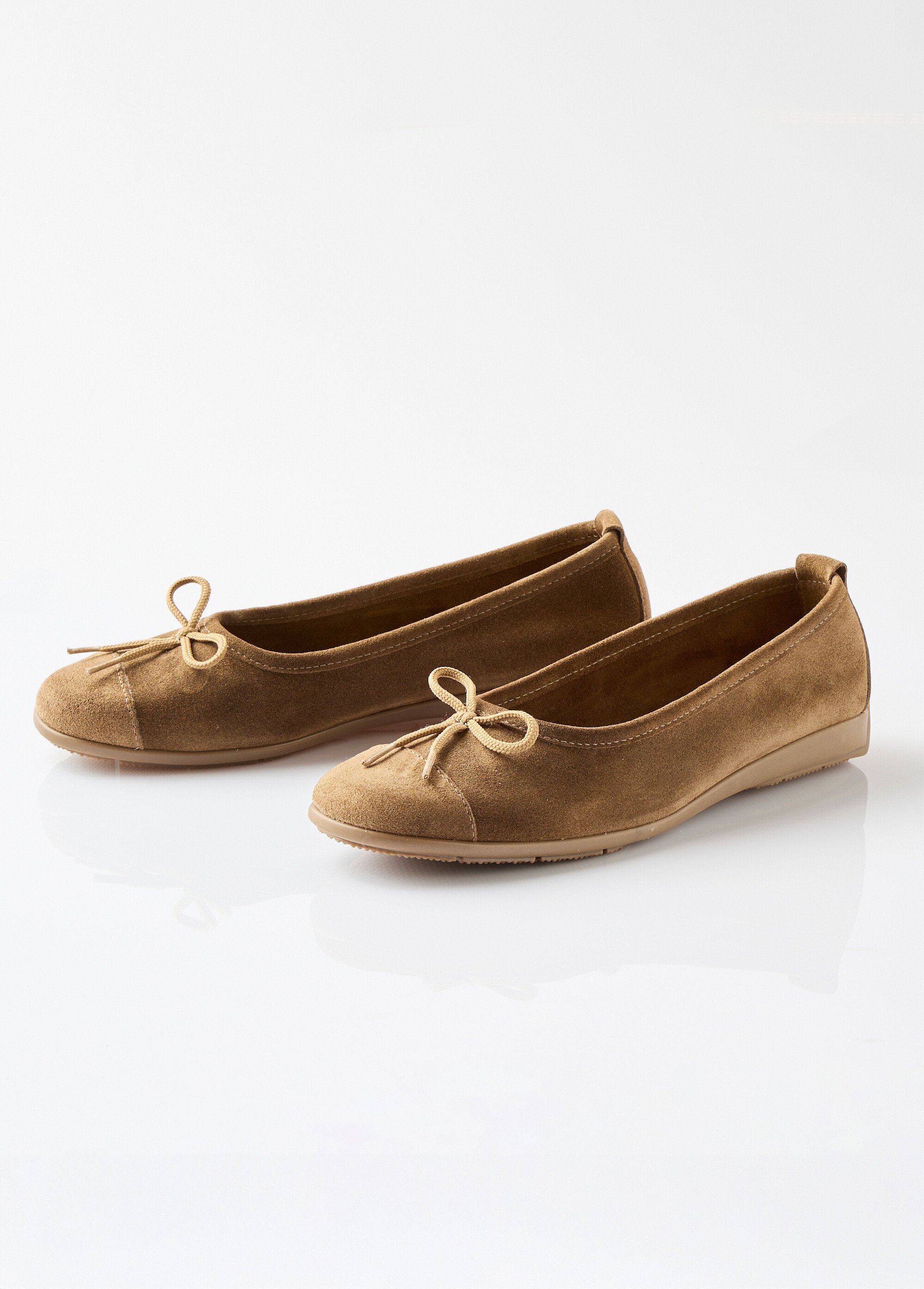 Ballerines souples largeur confort cuir velours Femme Marron OMBELIE DE1