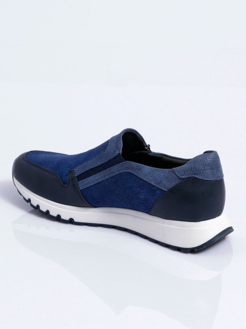 Baskets cuir zippées élastiquées Femme Bleu ODA DO1