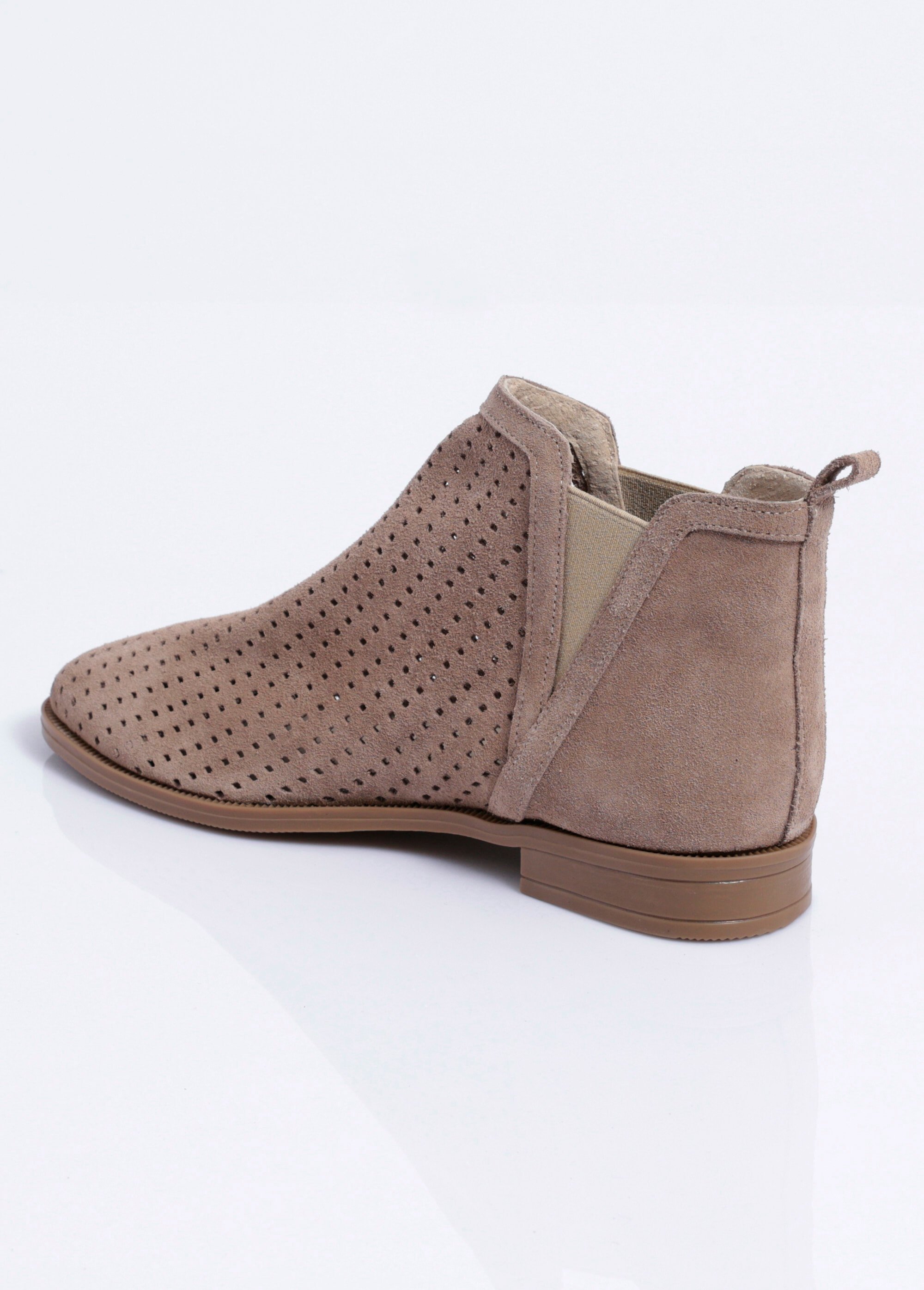 Boots perforées élastiquées cuir Femme Beige ORANE DO1