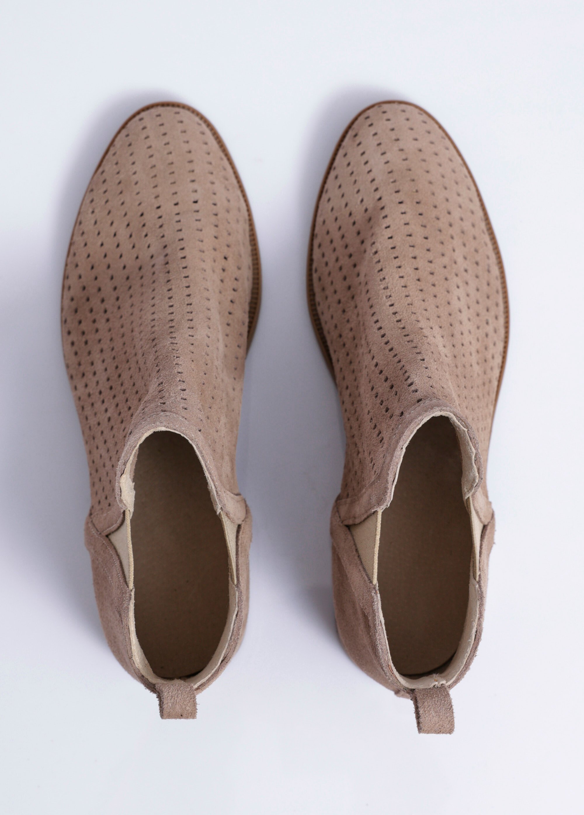 Boots perforées élastiquées cuir Femme Beige ORANE OV1