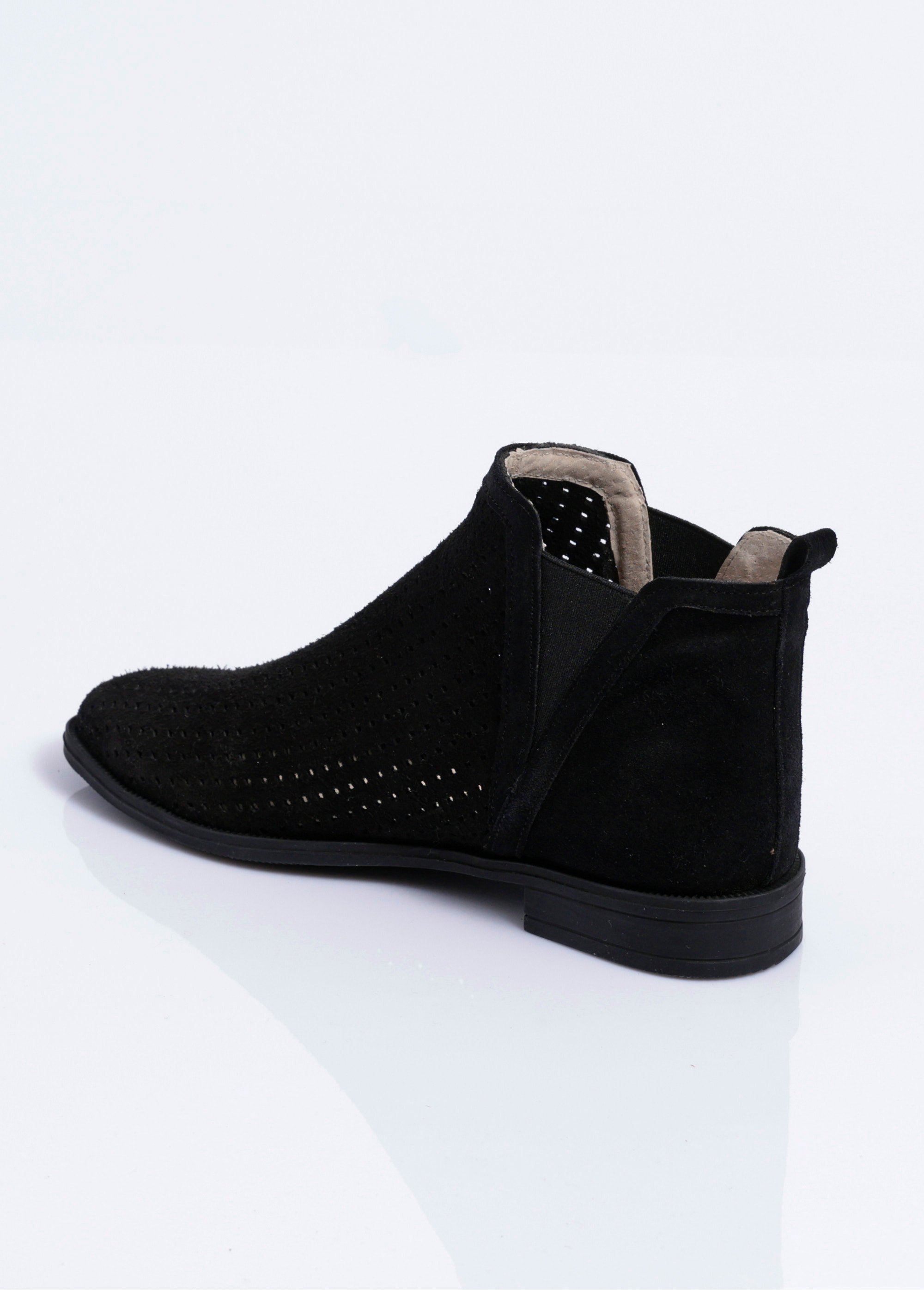 Boots perforées élastiquées cuir Femme Noir ORANE DO1