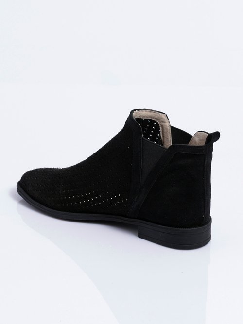 Boots perforées élastiquées cuir Femme Noir ORANE DO1