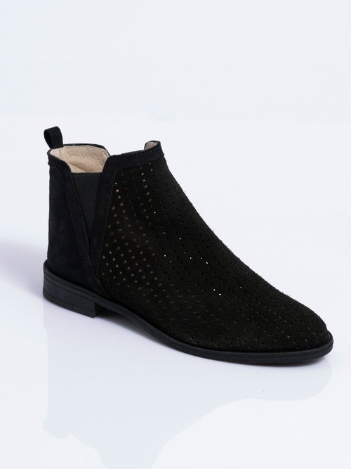 Boots perforées élastiquées cuir Femme Noir ORANE FA1