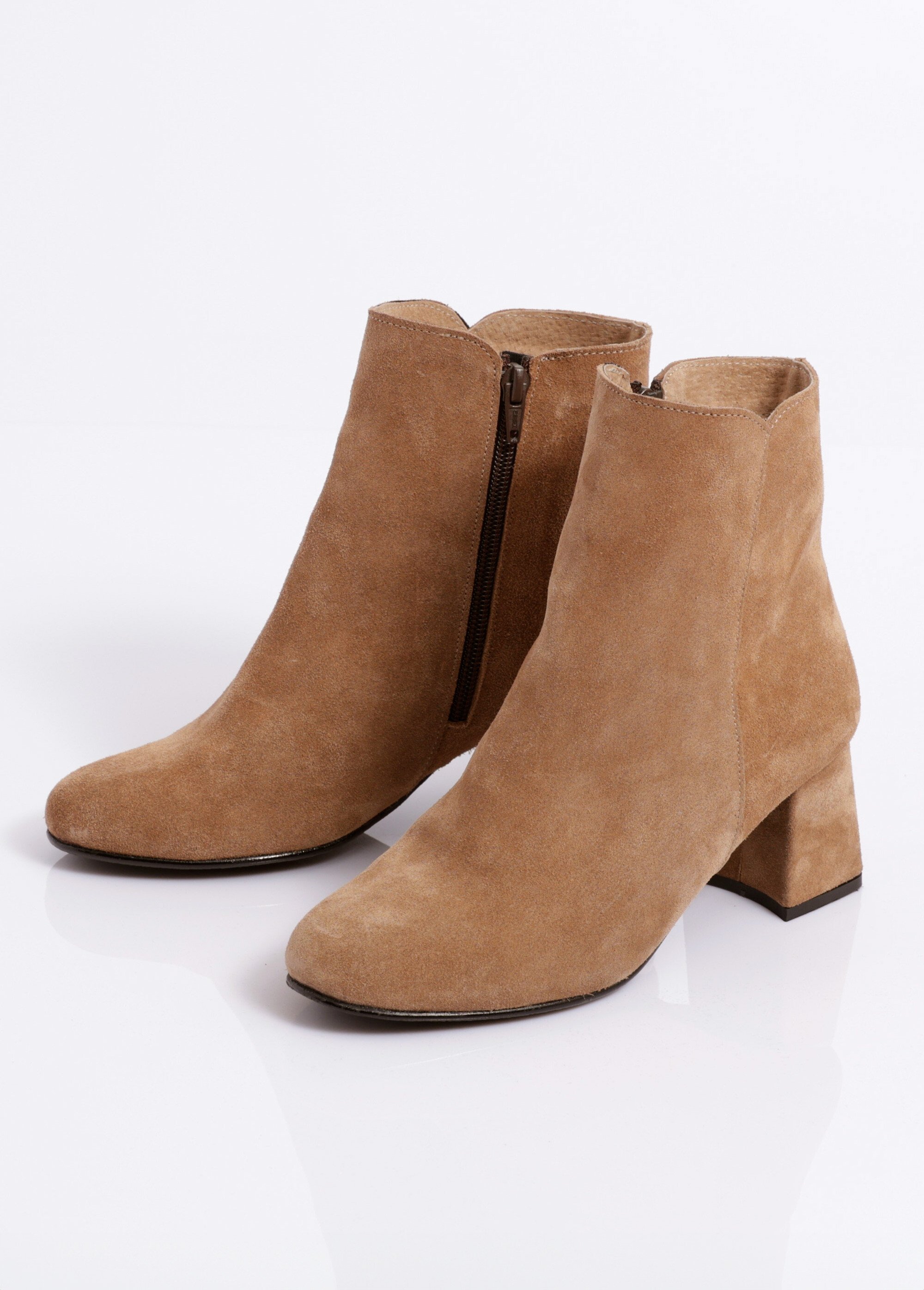 Boots zippées cuir velouté Femme Marron OCILIA DE1