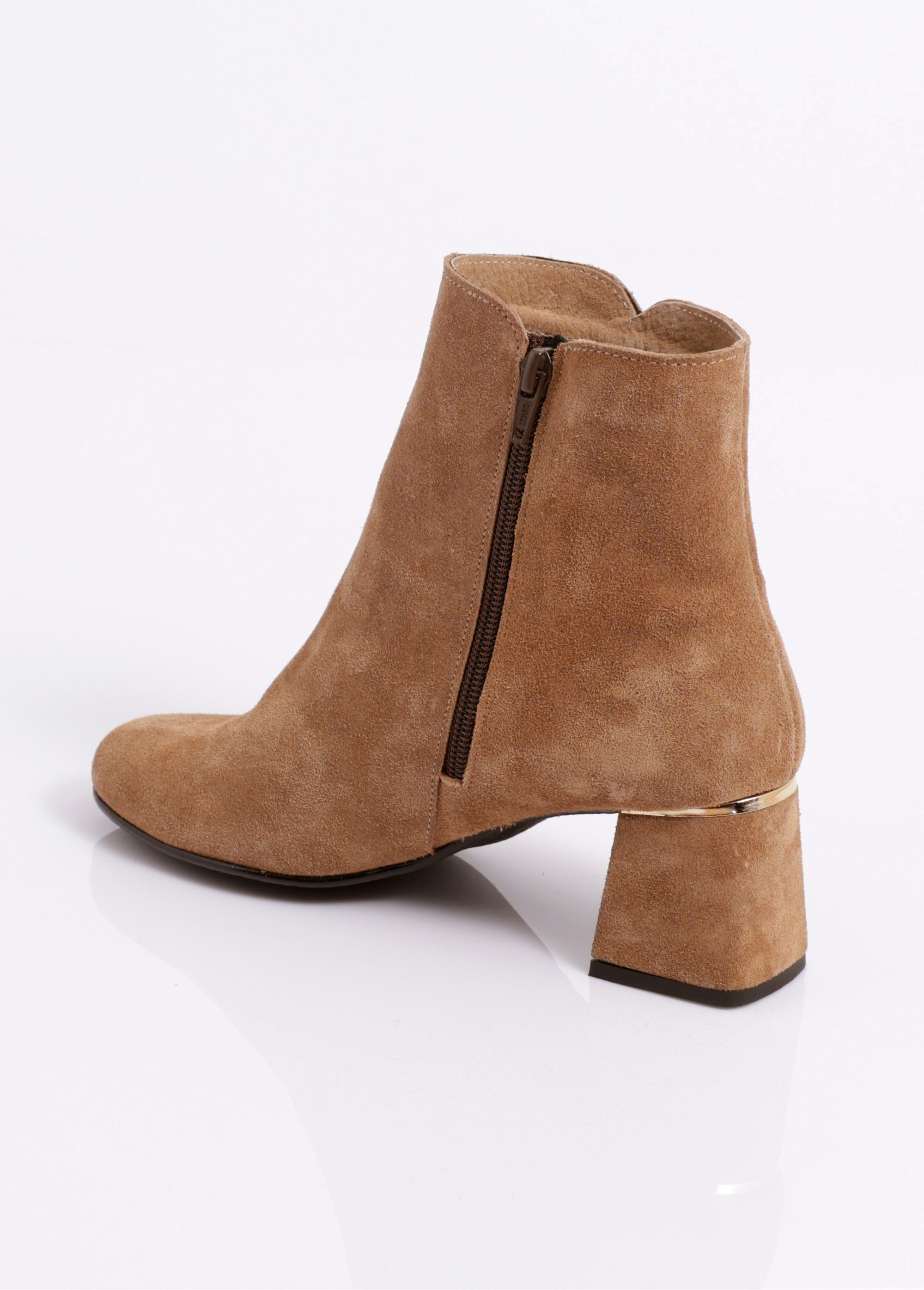 Boots zippées cuir velouté Femme Marron OCILIA DO1