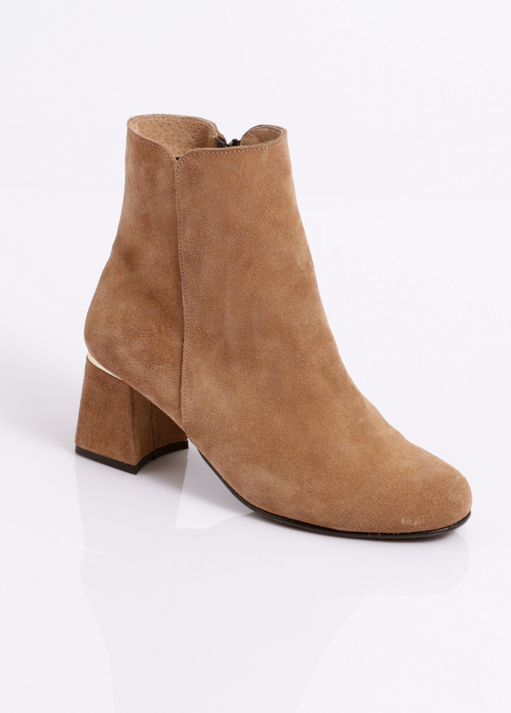 Boots zippées cuir velouté Femme Marron OCILIA FA1