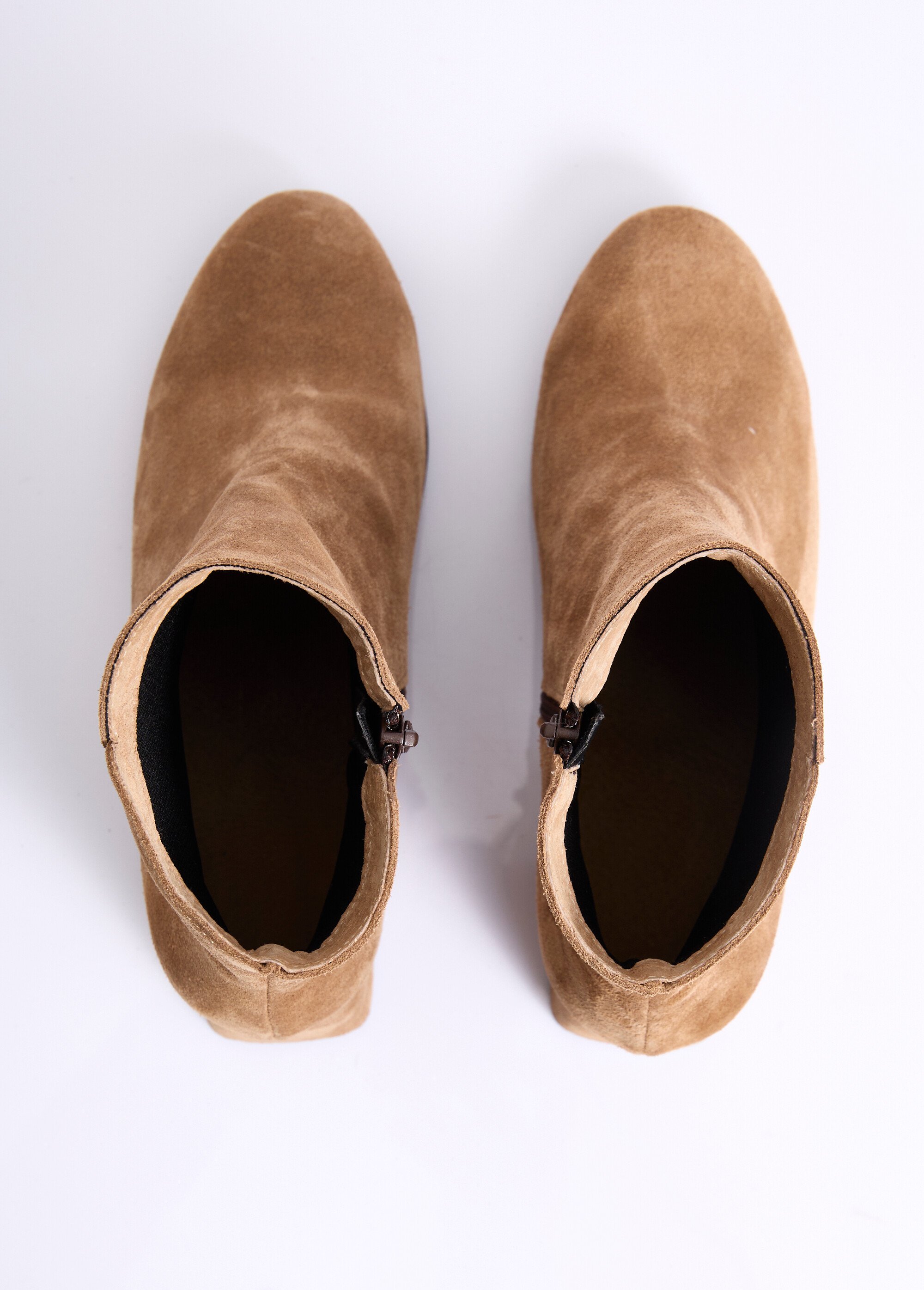 Boots zippées cuir velouté Femme Marron OCILIA OV1