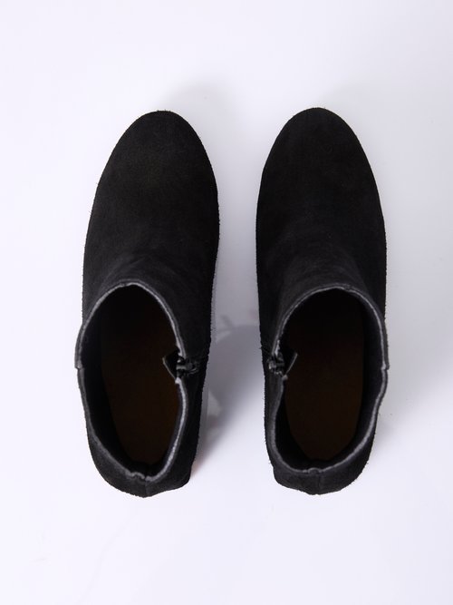 Boots zippées cuir velouté Femme Noir OCILIA OV1