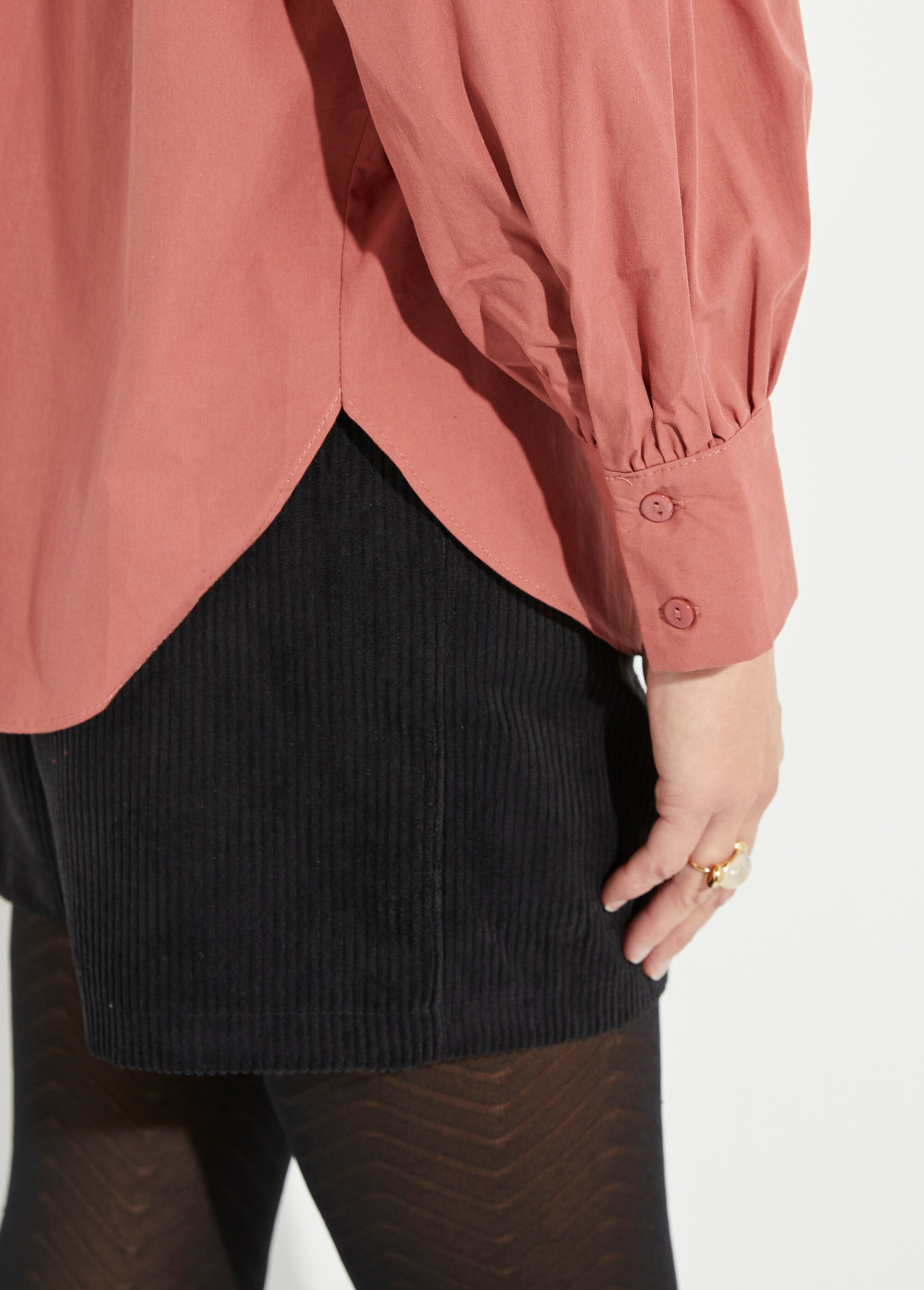 Chemisier avec col montant plissé Femme Orange IA-R6036 DE2