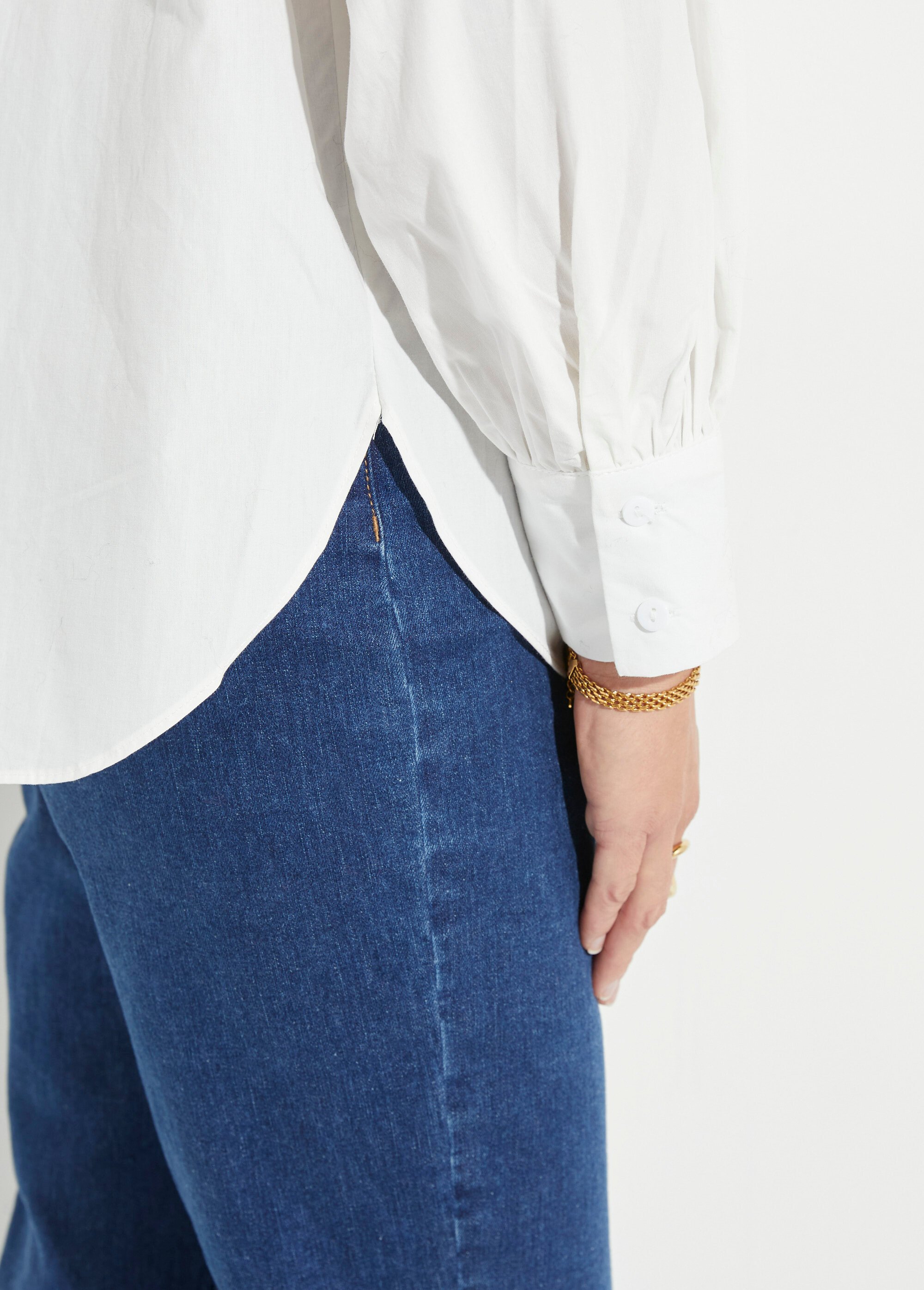 Chemisier avec col montant plissé Femme Blanc IA-R6036 DE2