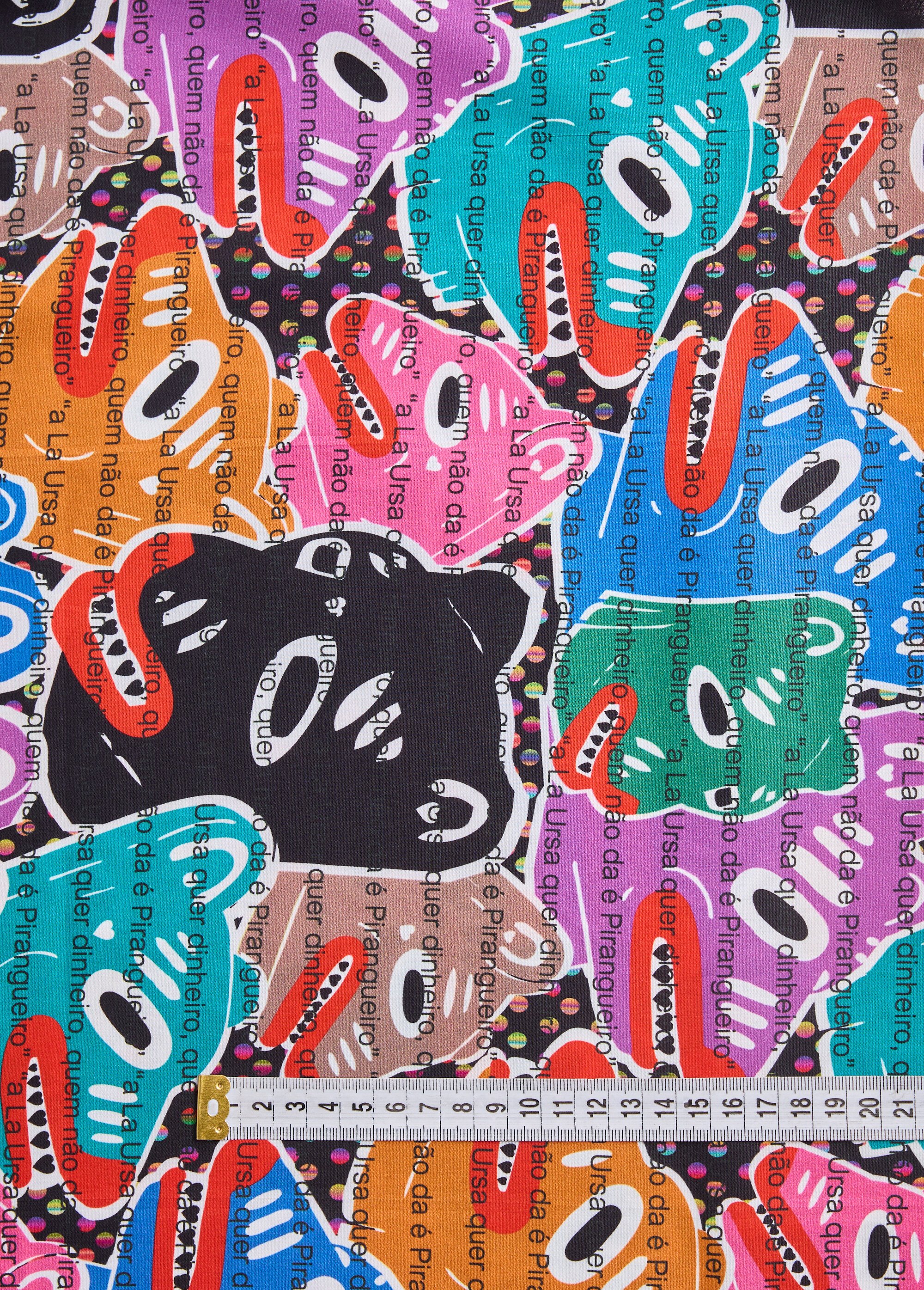 Coupon tissu motif fantaisie et textes BLEU COT96829-9 DE1