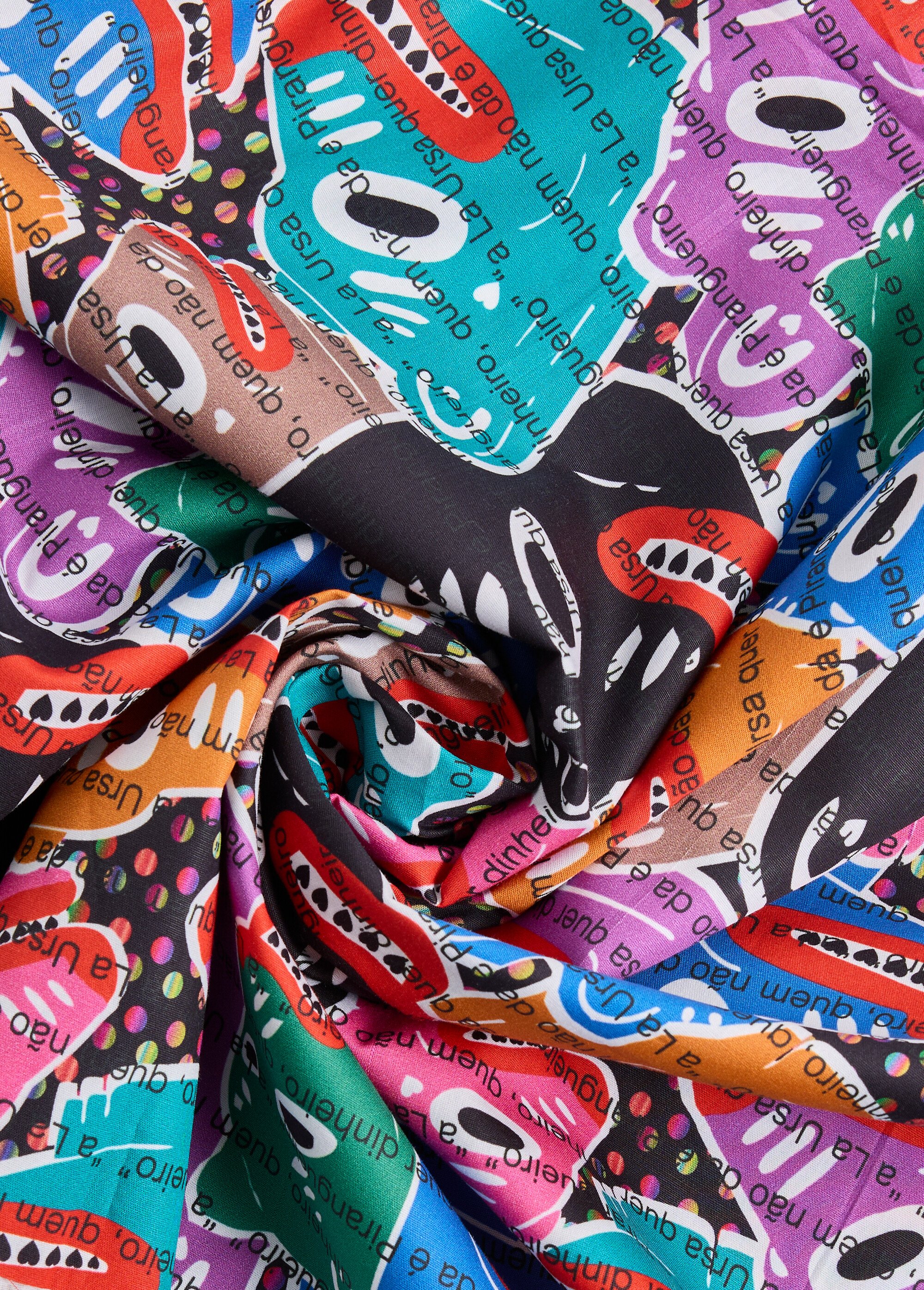 Coupon tissu motif fantaisie et textes BLEU COT96829-9 FA1