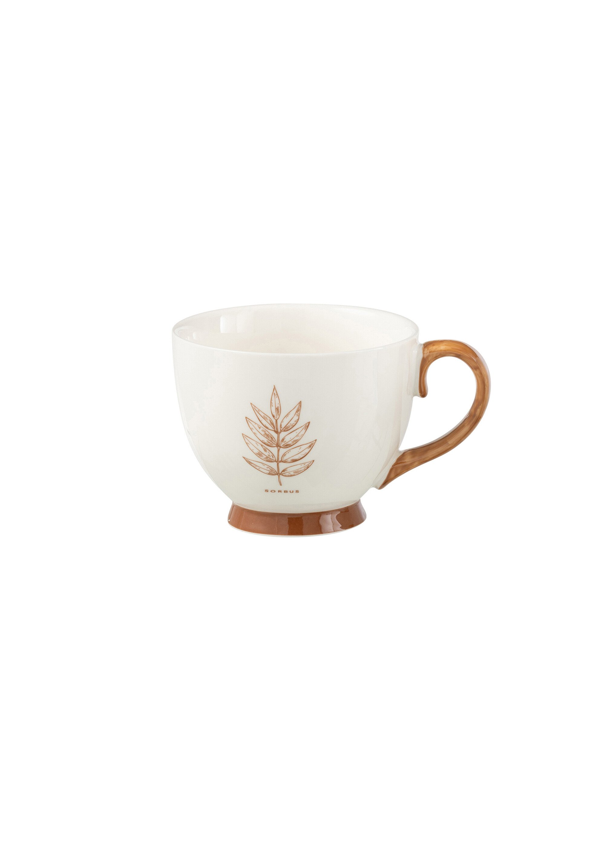 Set de 2 tasses à anse décor feuille
