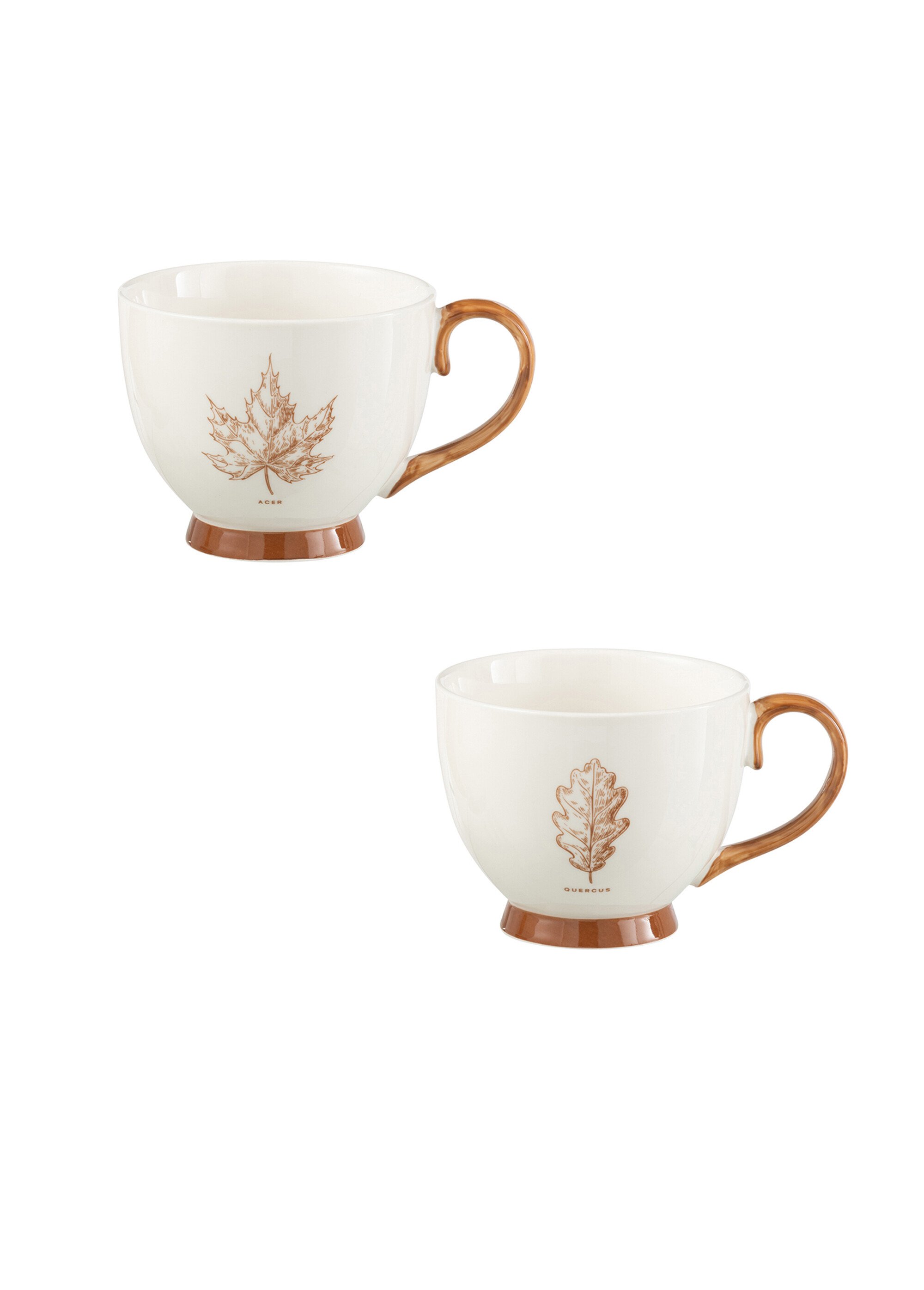 Set de 2 tasses à anse décor feuille