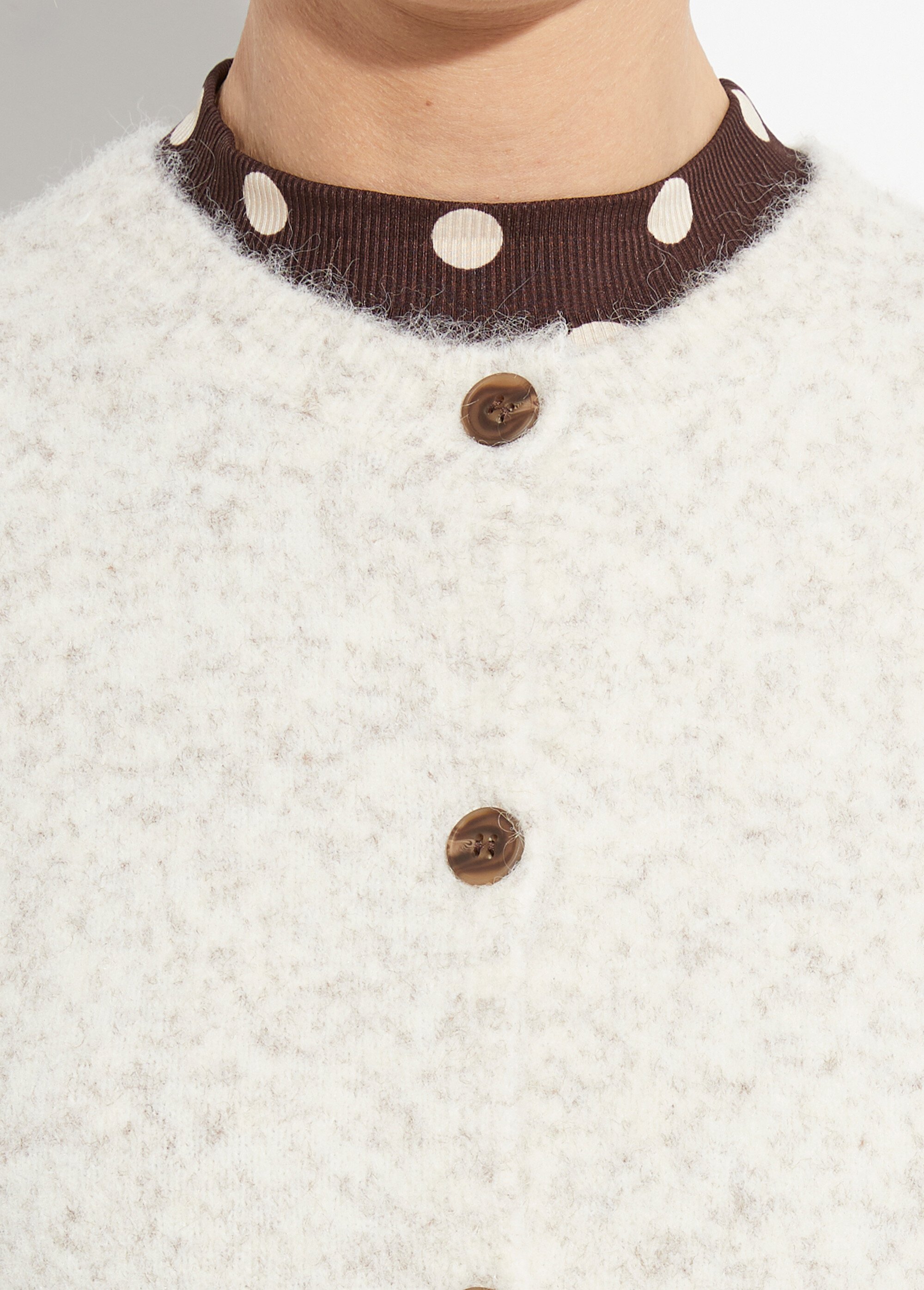 Gilet sans manches avec laine et alpaga Femme Beige IA-PL147 DE1