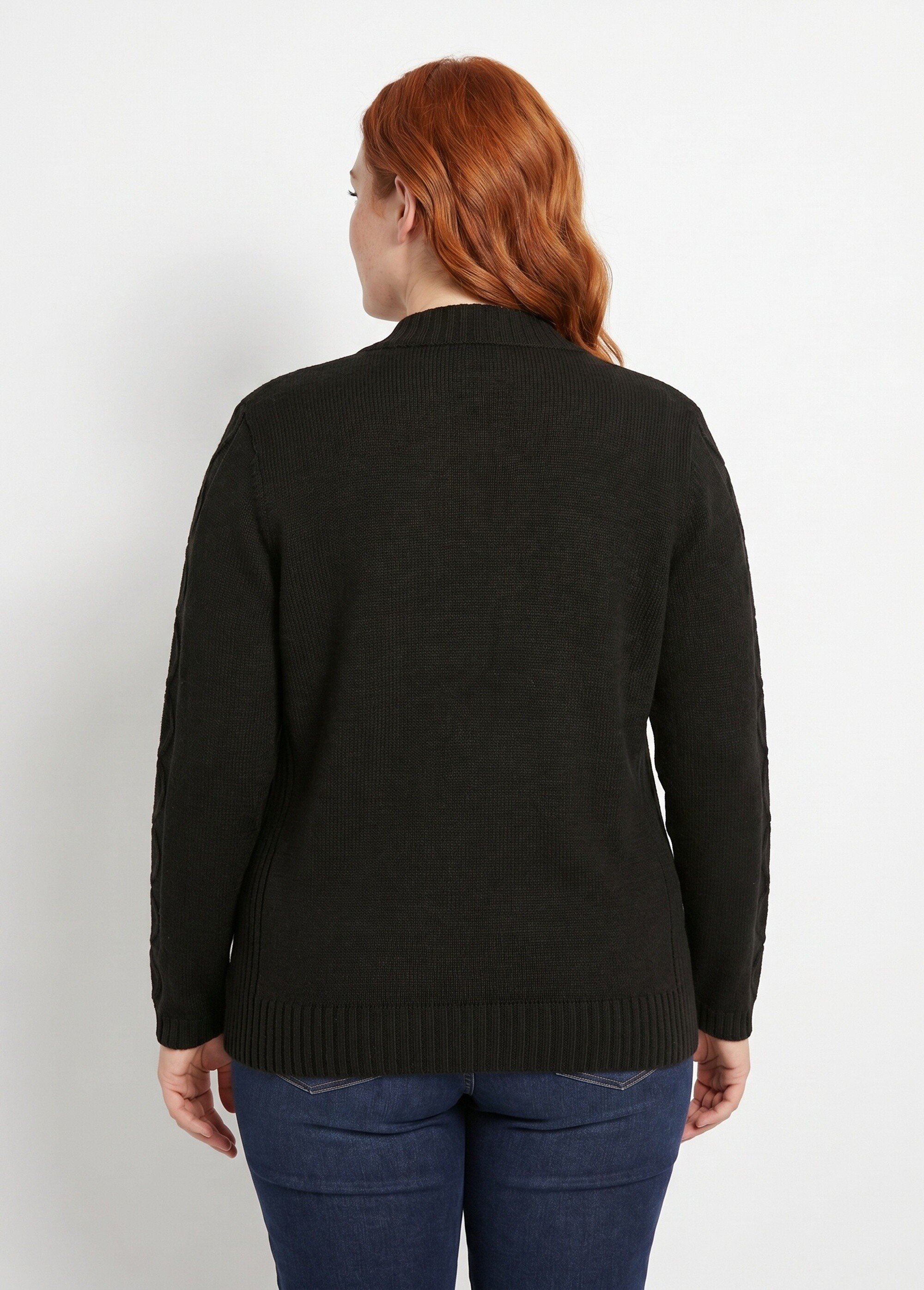 Gilet zippé uni mi-long maille épaisse