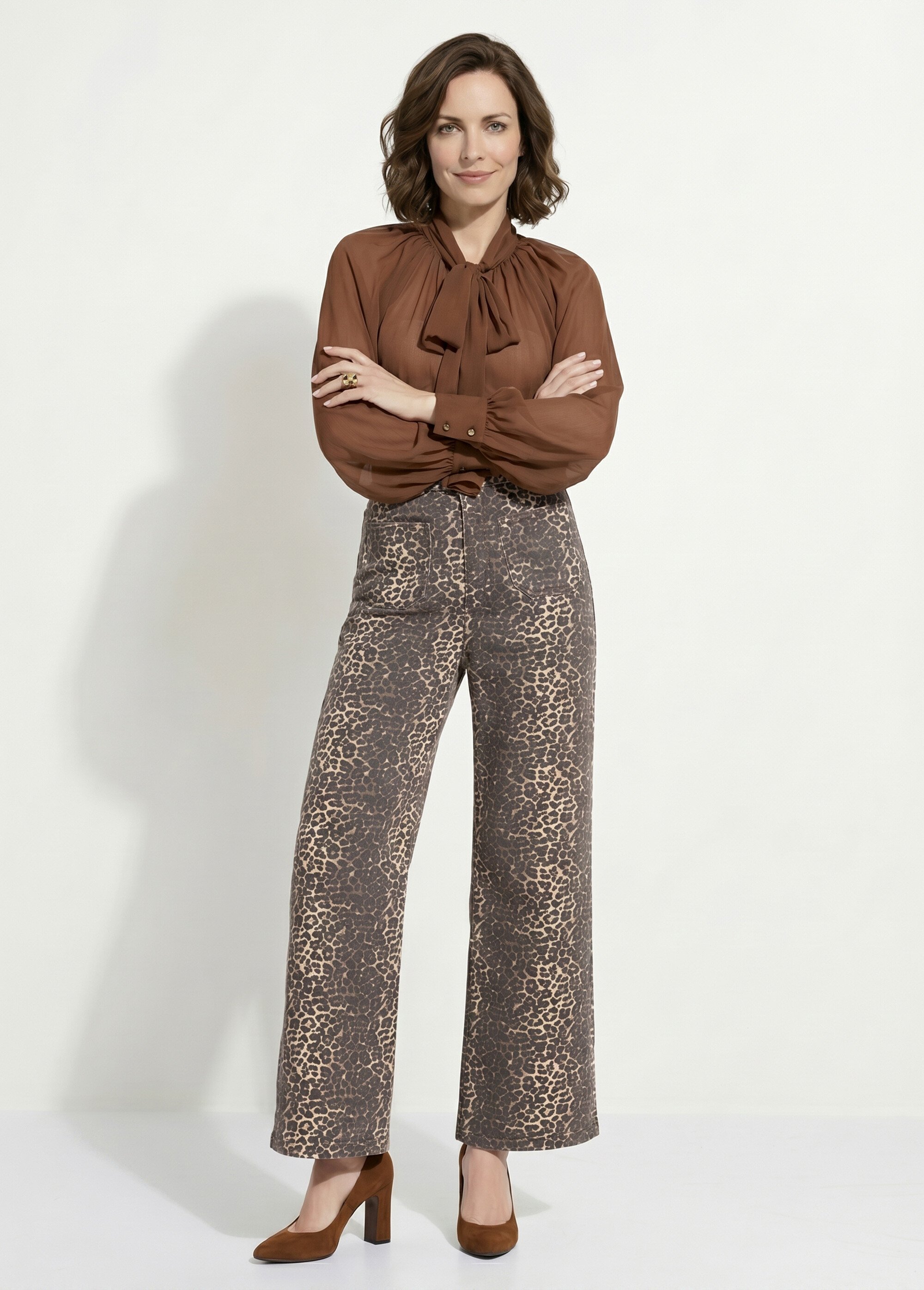 Jean en denim léopard, coupe large