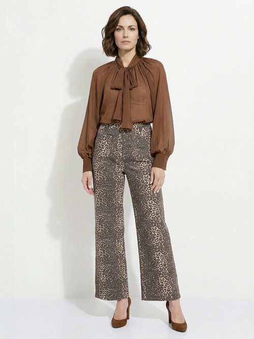 Jean en denim léopard, coupe large Femme Marron JS-TR1296 SI1